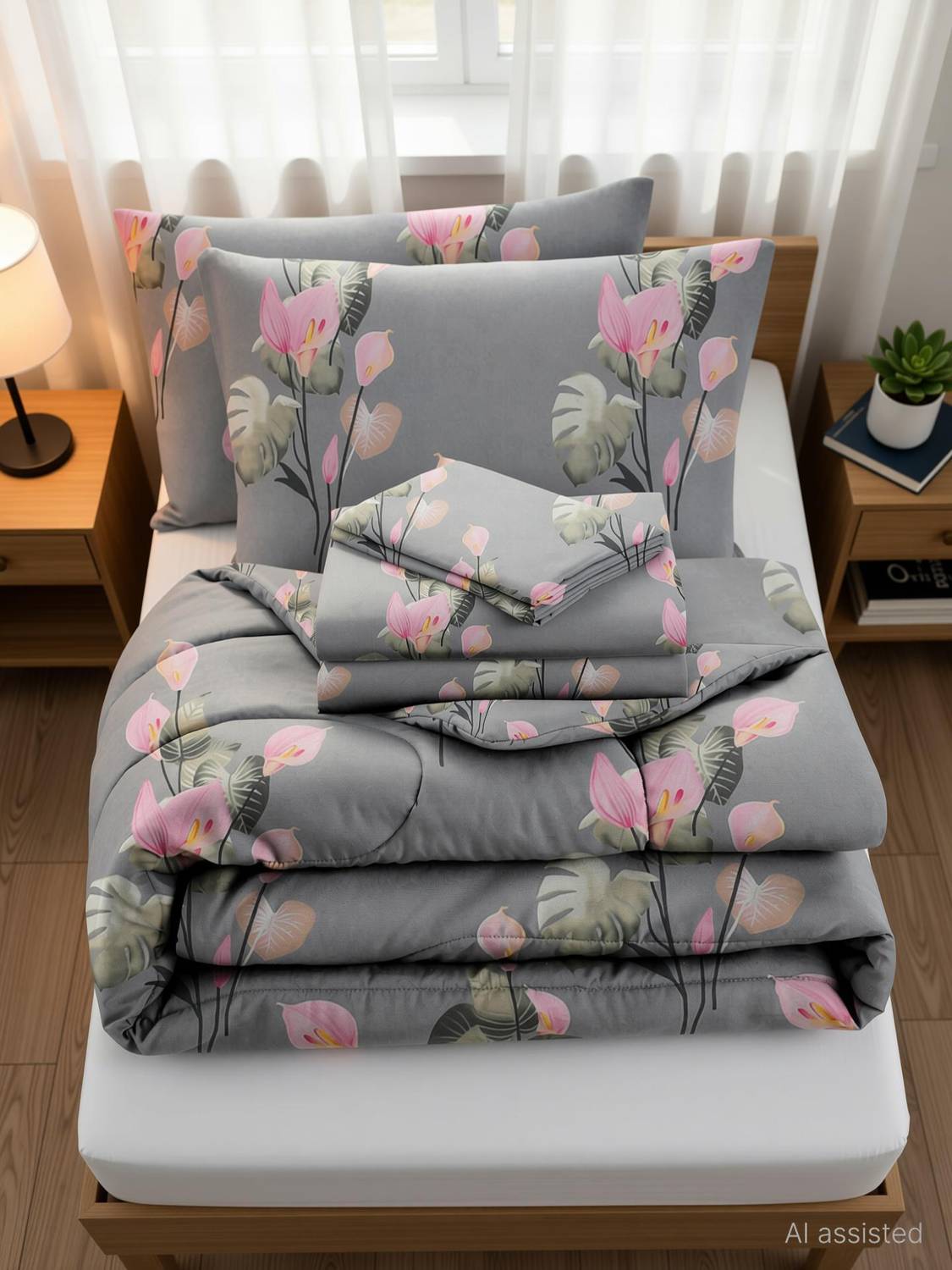 VAS COLLECTIONS Microfiber Double Flat 220 TC Abstract 1 Bedsheet