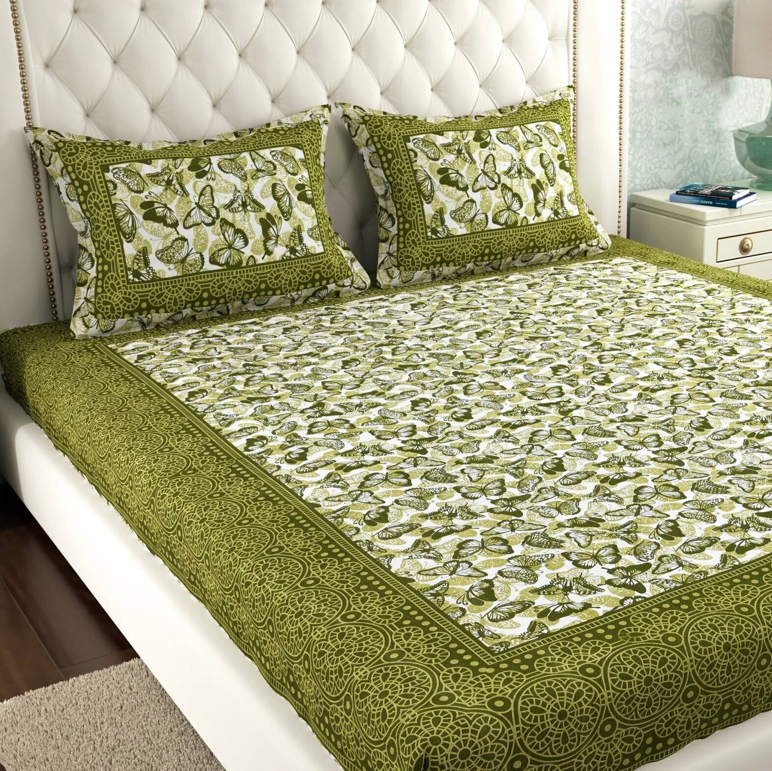 Leo Creation Cotton Double Flat 144 TC Jaipuri Prints 1 Bedsheet
