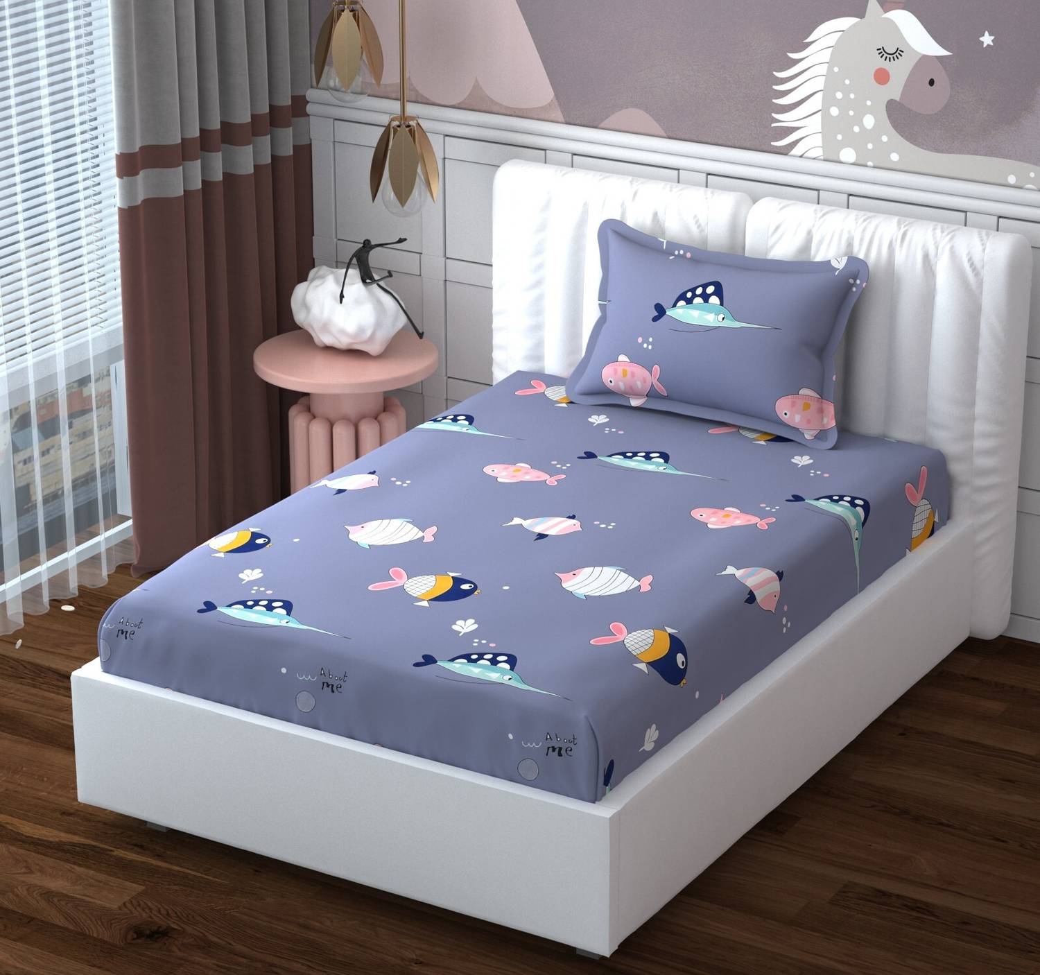 Alliance Cotton Single Flat 160 TC Abstract 1 Bedsheet with 2 Pillow Covers