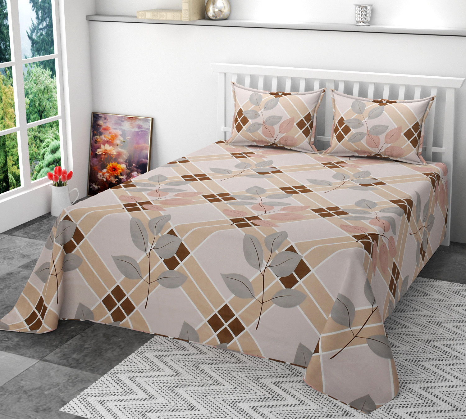Image of SCHp Cotton Super King Flat 320 TC Printed 1 Bedsheet