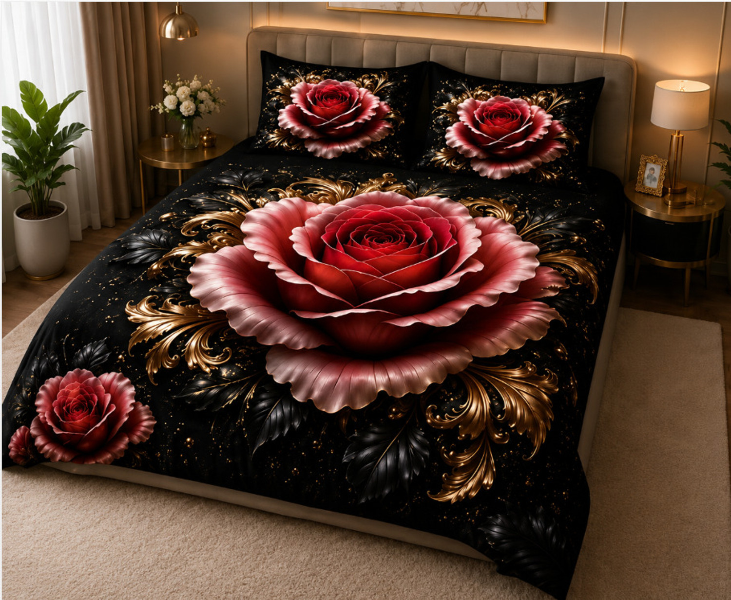 Image of CozyCotton Cotton Double Flat 144 TC 7D Digital 1 Summer Bedsheet with 2 Pillow Covers