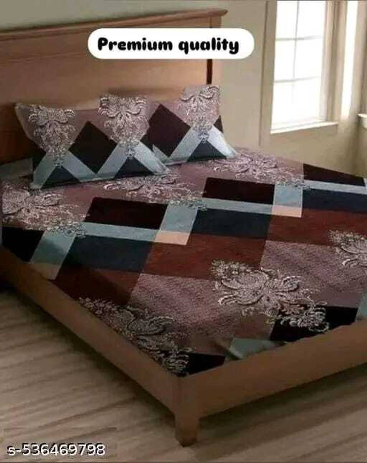 Bedsheat hub Cotton Double Fitted (Elastic) 320 TC Floral 1 Bedsheet