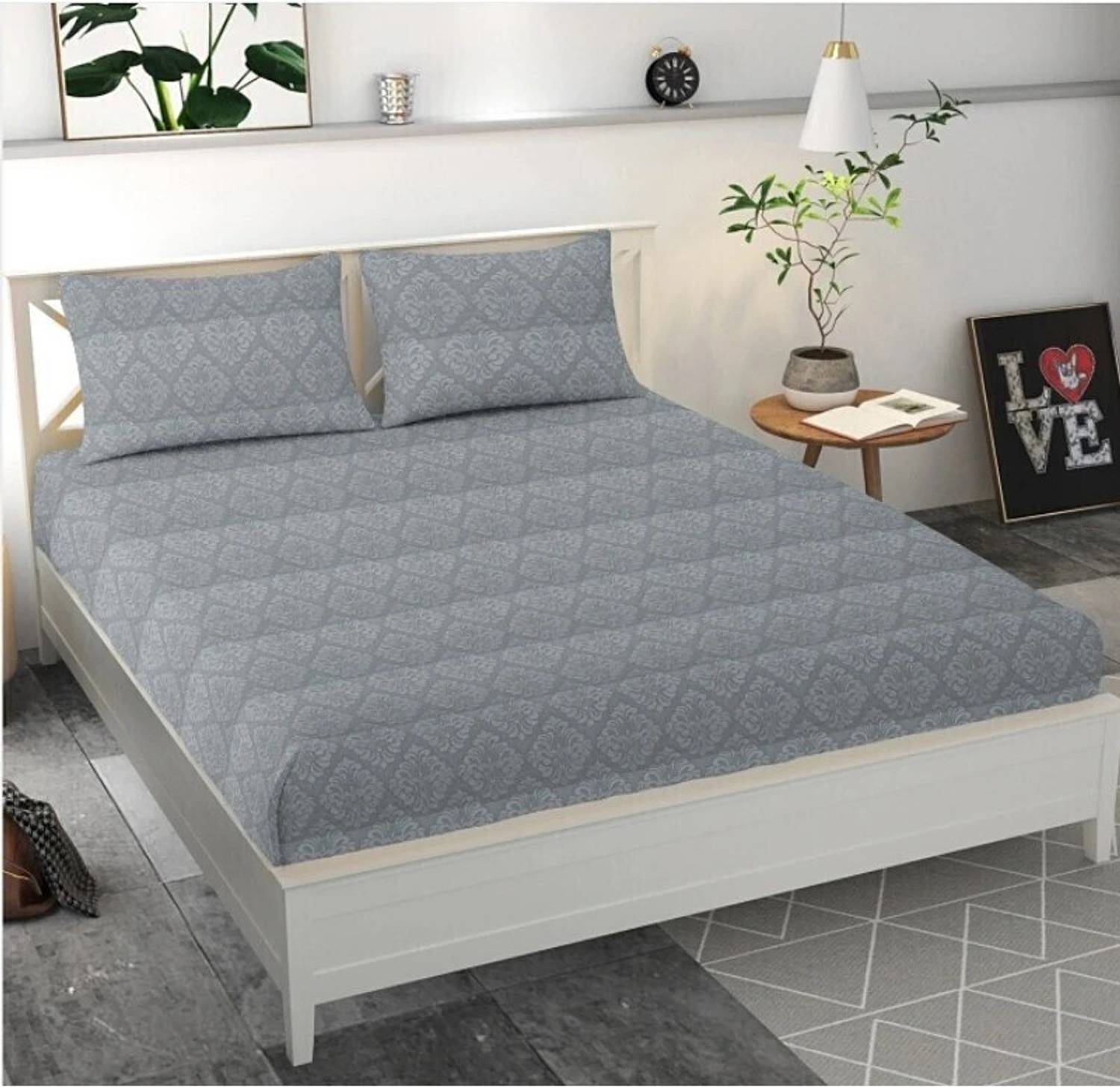 BROMWICK Microfiber Double Flat 180 TC Printed 1 Bedsheet with 2