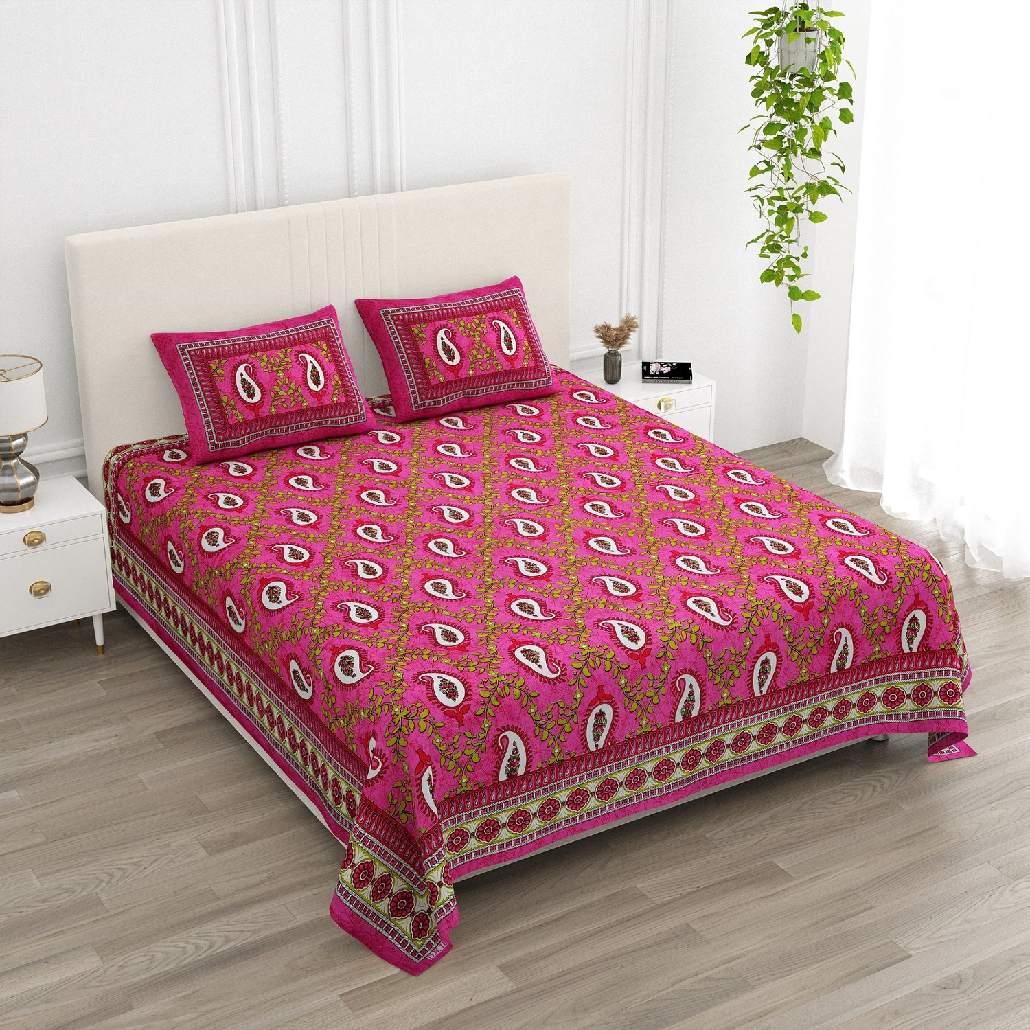 Image of ShopGlobal 300 TC Polycotton Double King Floral Bedsheet