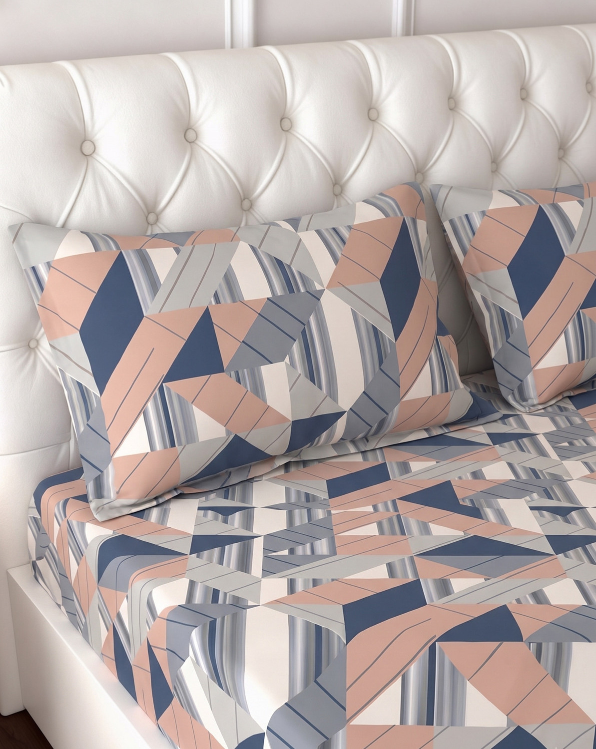 Image of Raymond Home Microfiber Double Flat 110 TC Geometric 1 Bedsheet (Multicolor)