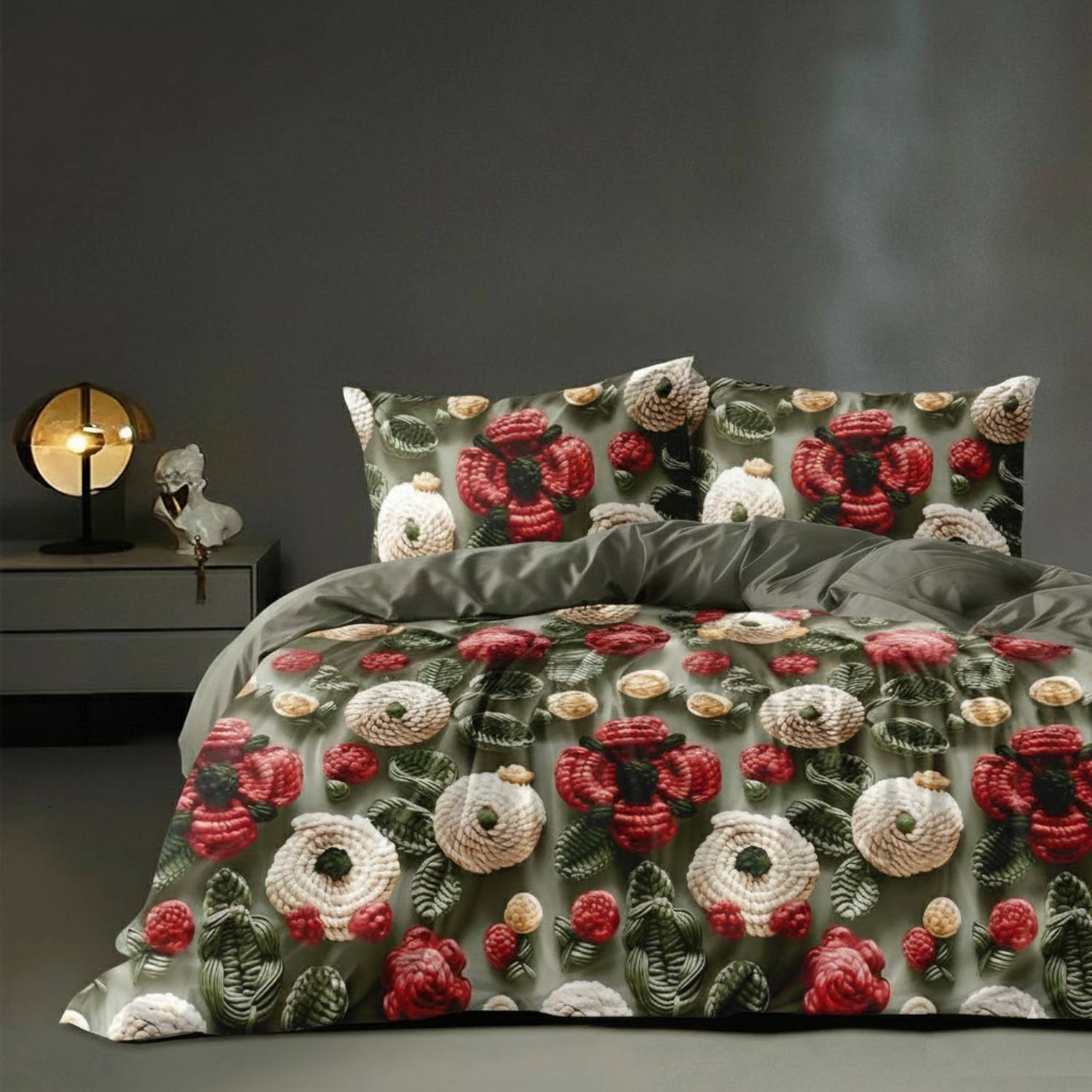 AMBERBLISH HOMES Microfiber King Flat 250 TC Printed 1 Bedsheet with 2 Pillow Covers