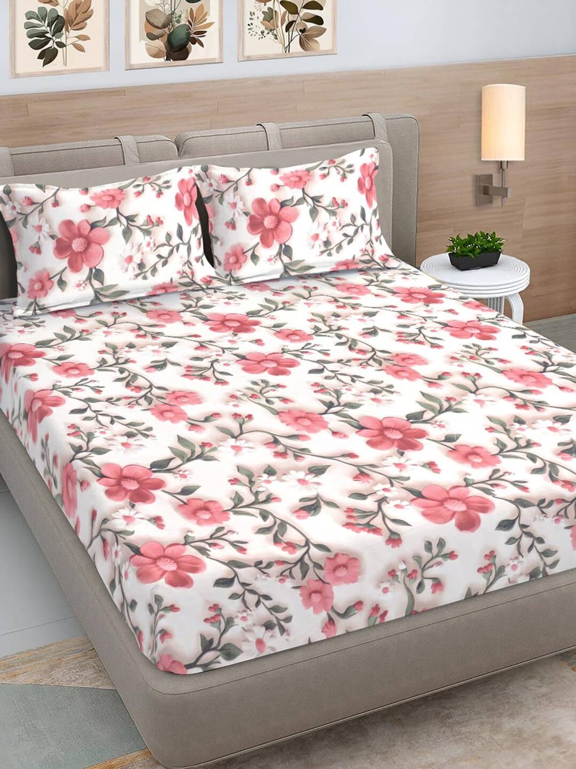 AMBERBLISH HOMES Cotton King Flat 250 TC Solid 1 Bedsheet
