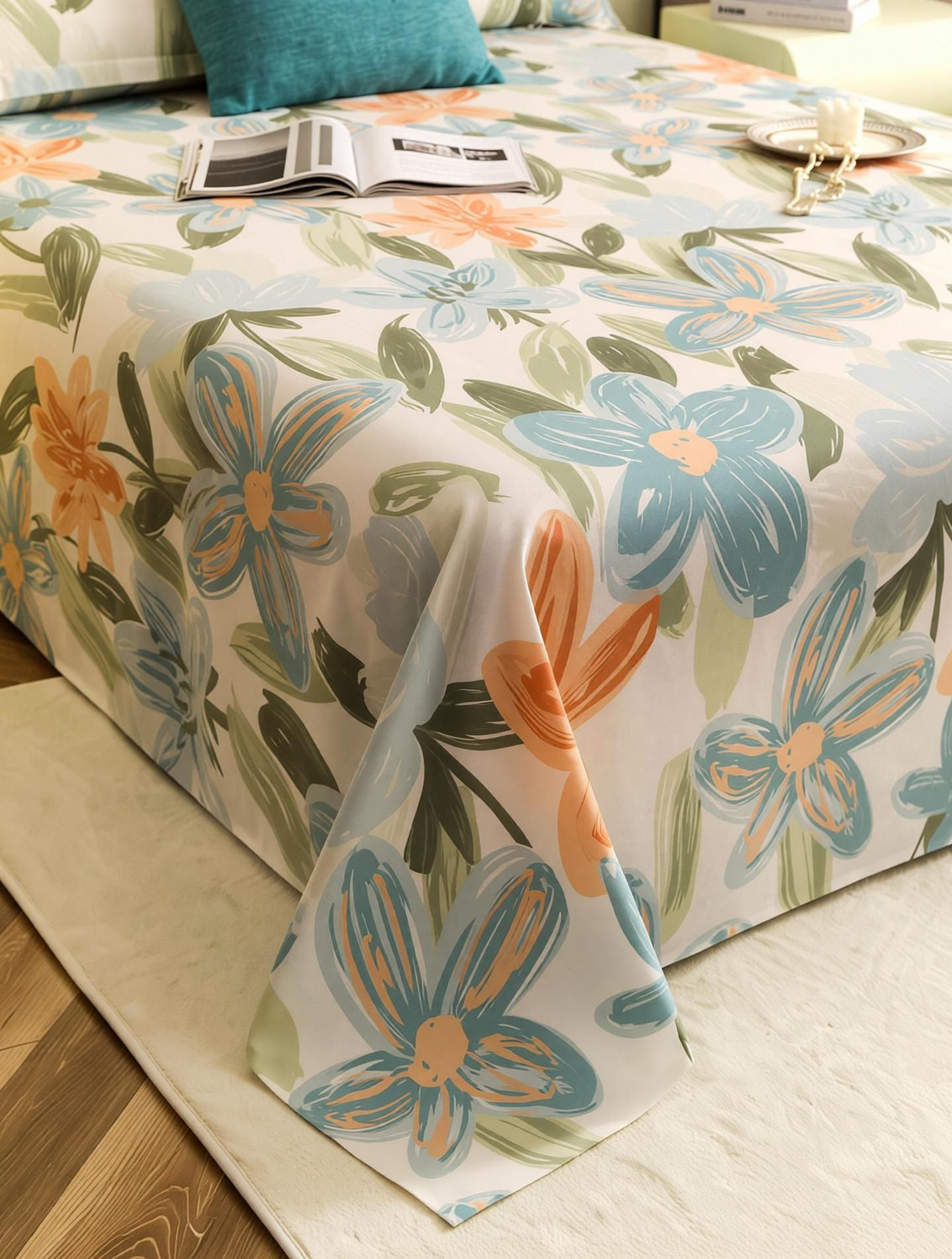 Image of Story@home Cotton Double Flat 190 TC Printed 1 Bedsheet with 2 Pillow Covers