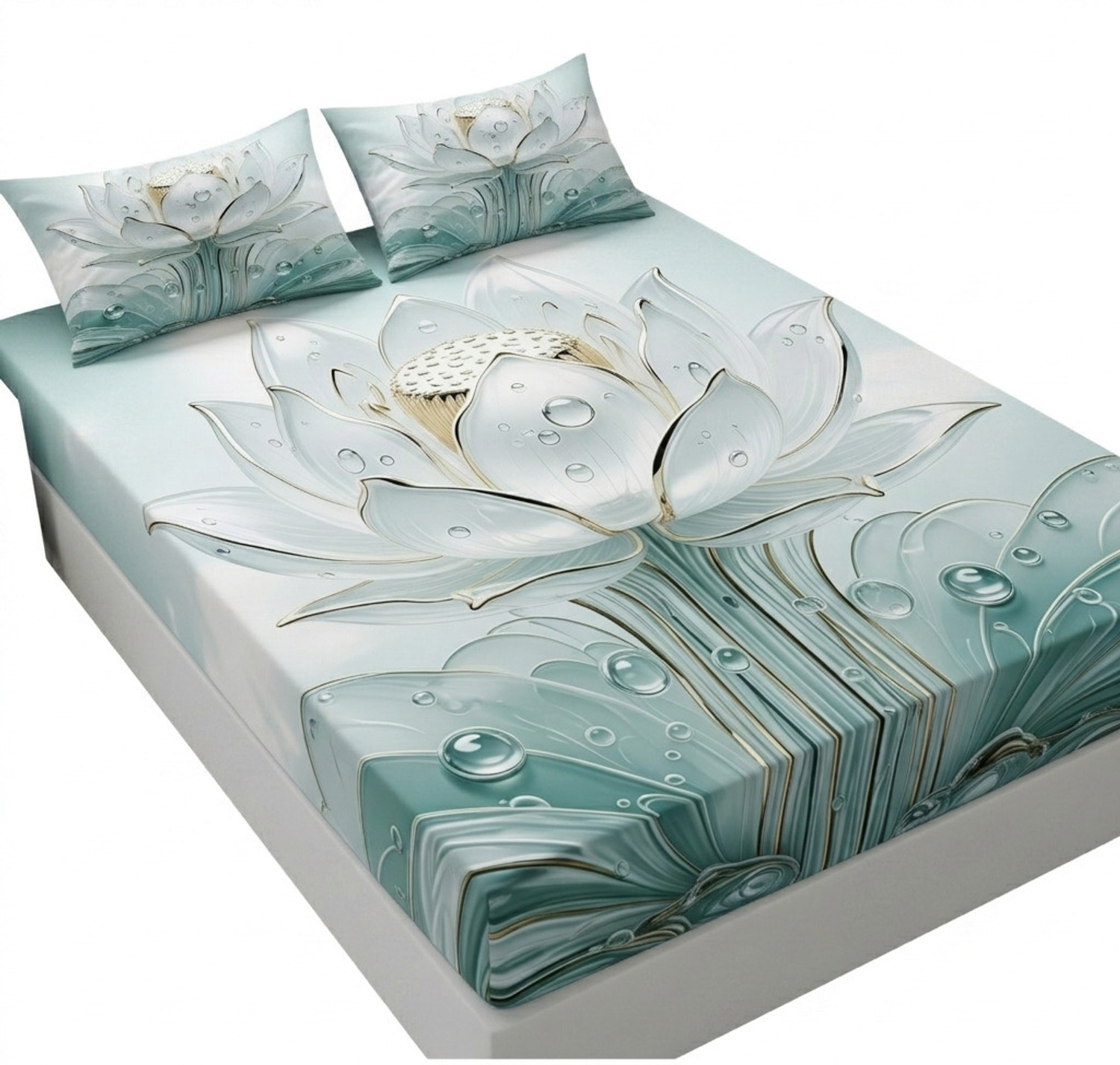 Image of SALAJYA ANCHLA FURNISHING Polycotton Double Flat 300 TC 3D Printed 1 Winter Bedsheet with 2 Pillow Covers (Multicolor)