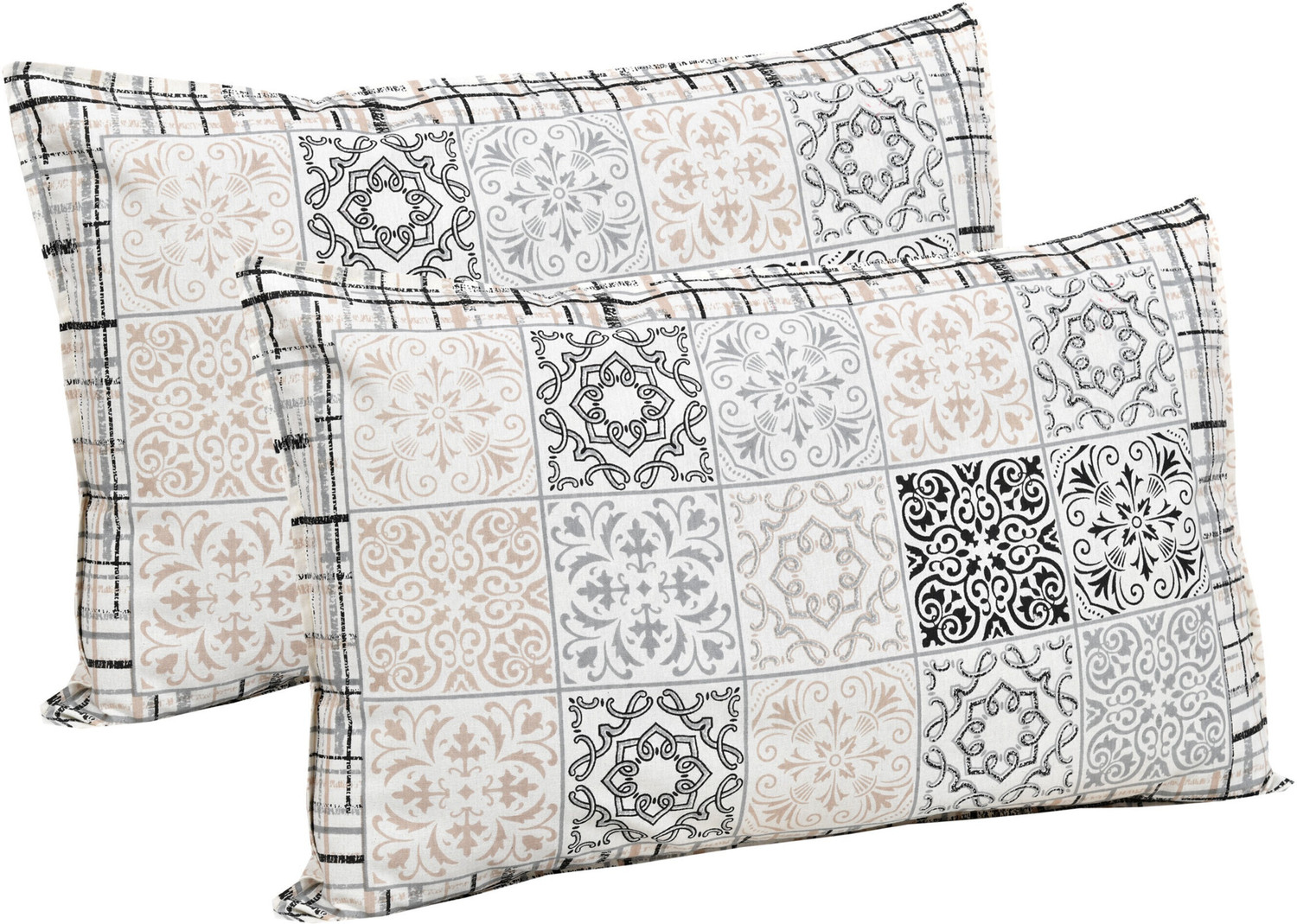 Image of Mafatlal Cotton Double Flat 144 TC Geometric 1 Bedsheet with 2 Pillow Covers