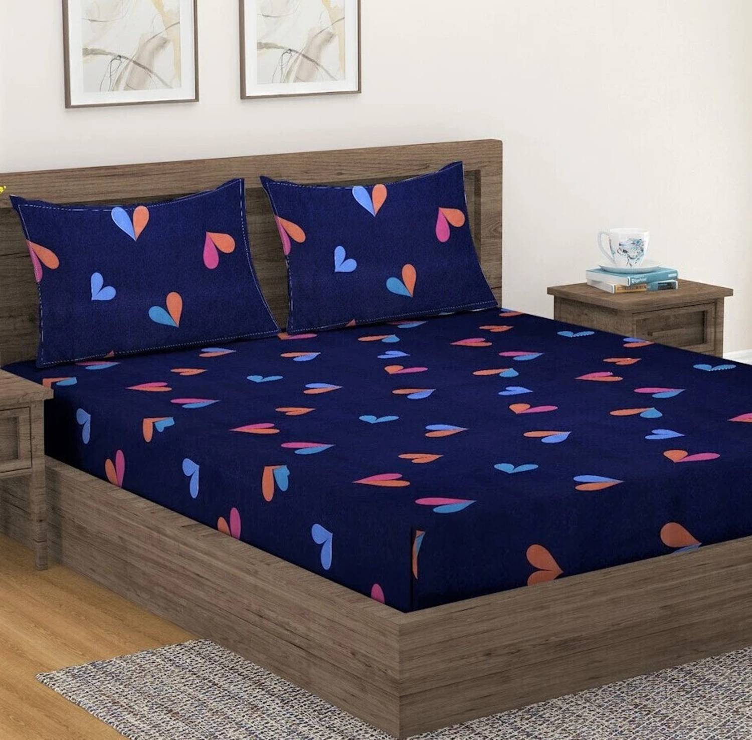Fashion String Microfiber Double Flat 144 TC Printed 1 Bedsheet w