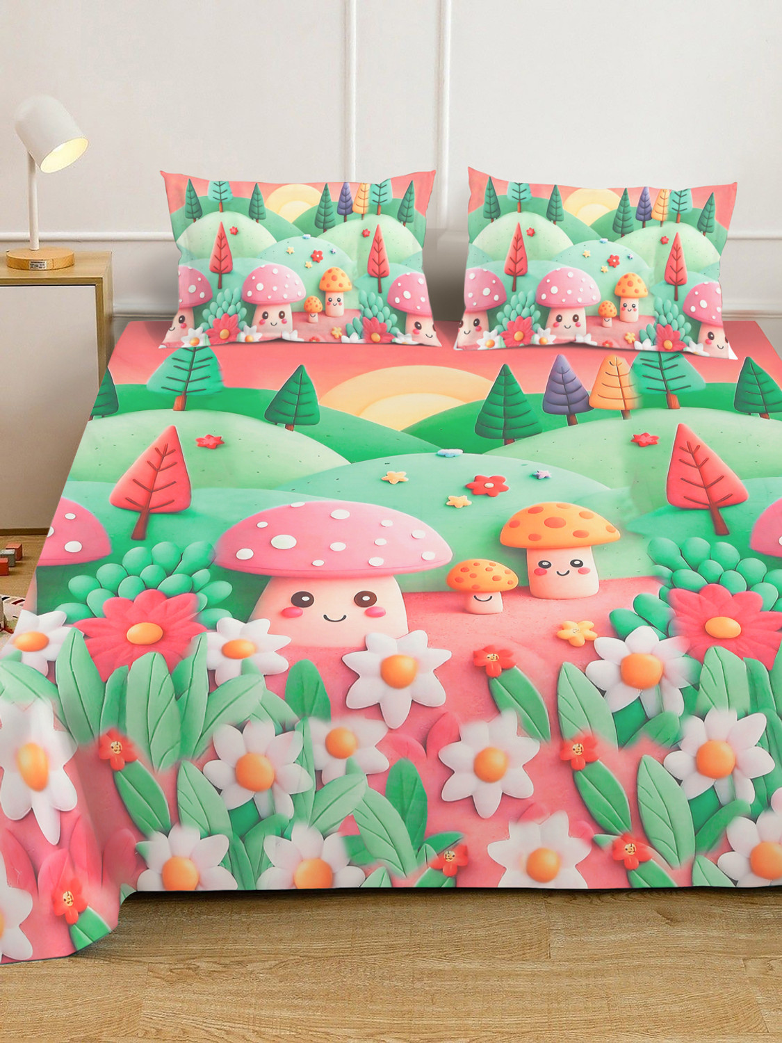Image of Klotthe Cotton Blend King Fitted (Elastic) 400 TC Floral 1 Bedsheet