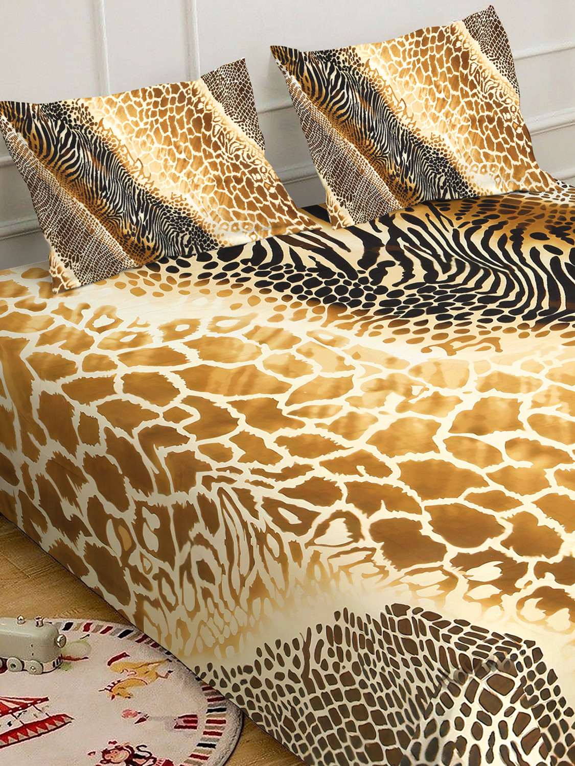 Image of Klotthe Cotton Blend King Fitted (Elastic) 400 TC Floral 1 Bedsheet