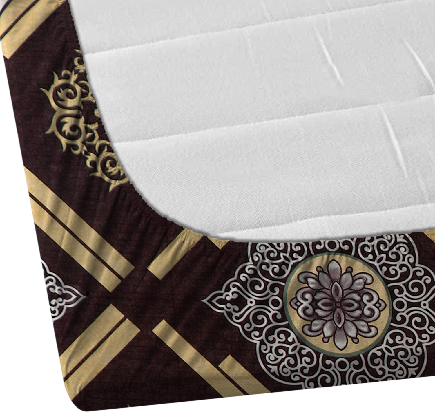 Image of HQ FAB Cotton King Fitted (Elastic) 244 TC Printed 1 Summer Bedsheet with 2 Pillow Covers
