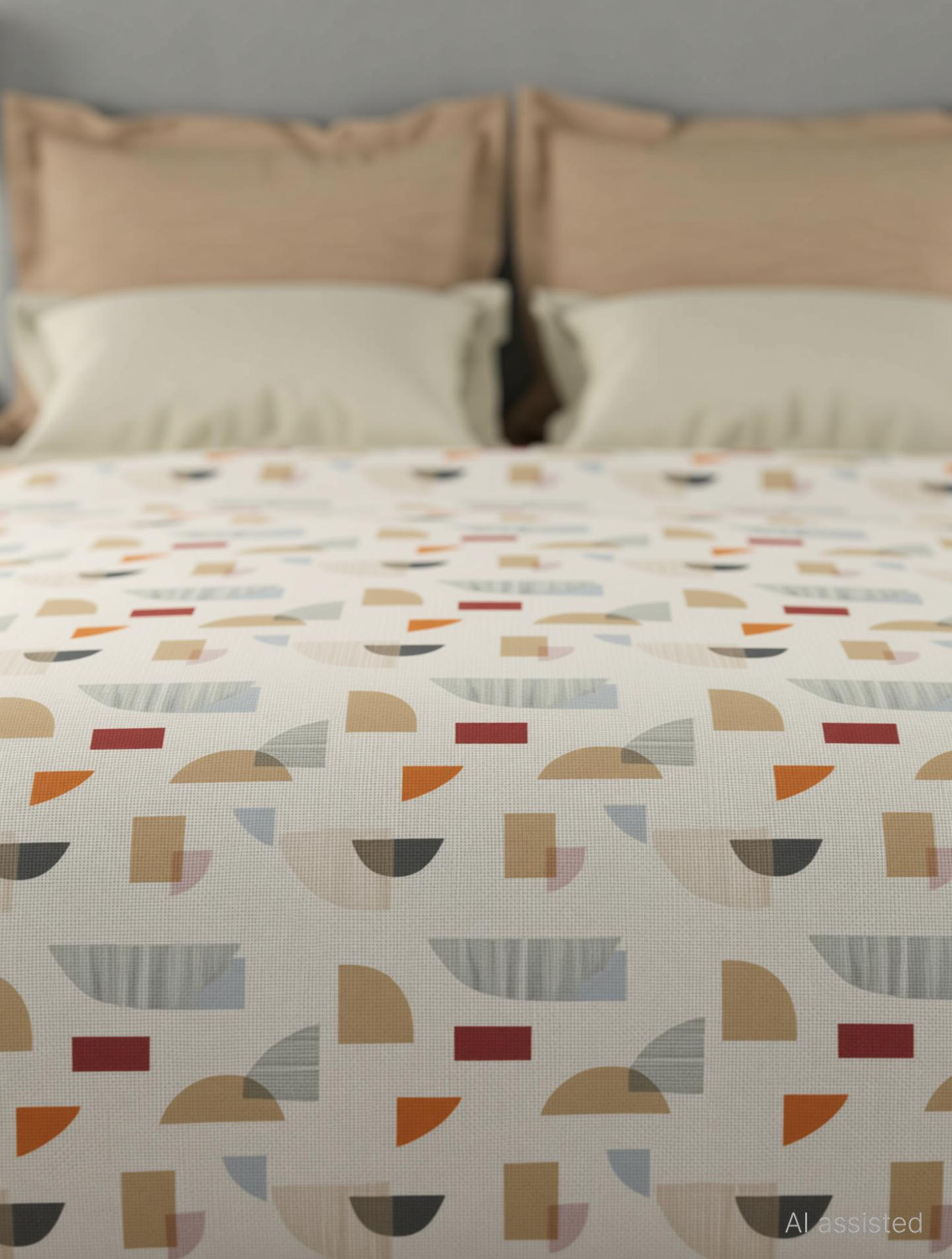Image of MYTRIDENT Cotton Queen Flat 144 TC Abstract 1 Bedsheet with 2 Pillow Covers