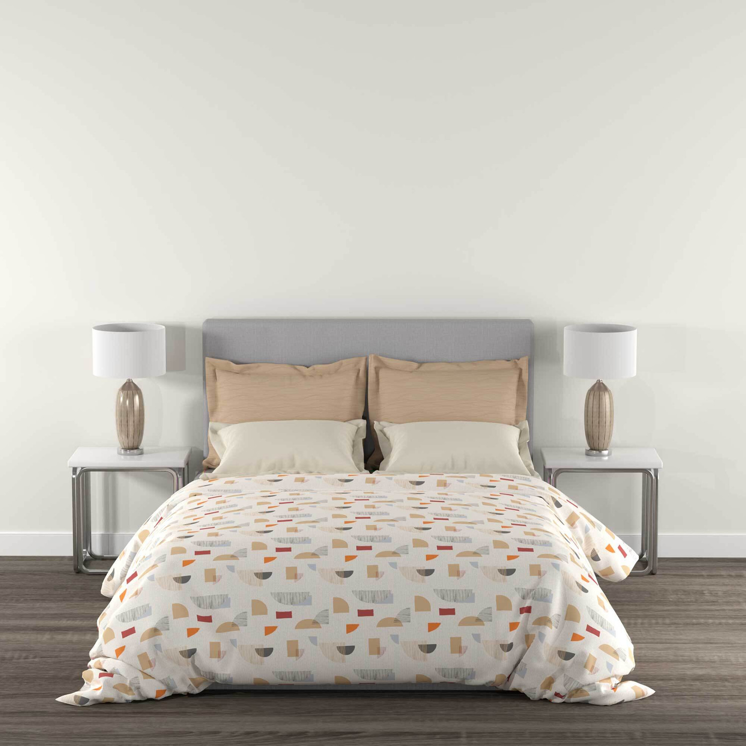 Image of MYTRIDENT Cotton Queen Flat 144 TC Abstract 1 Bedsheet with 2 Pillow Covers
