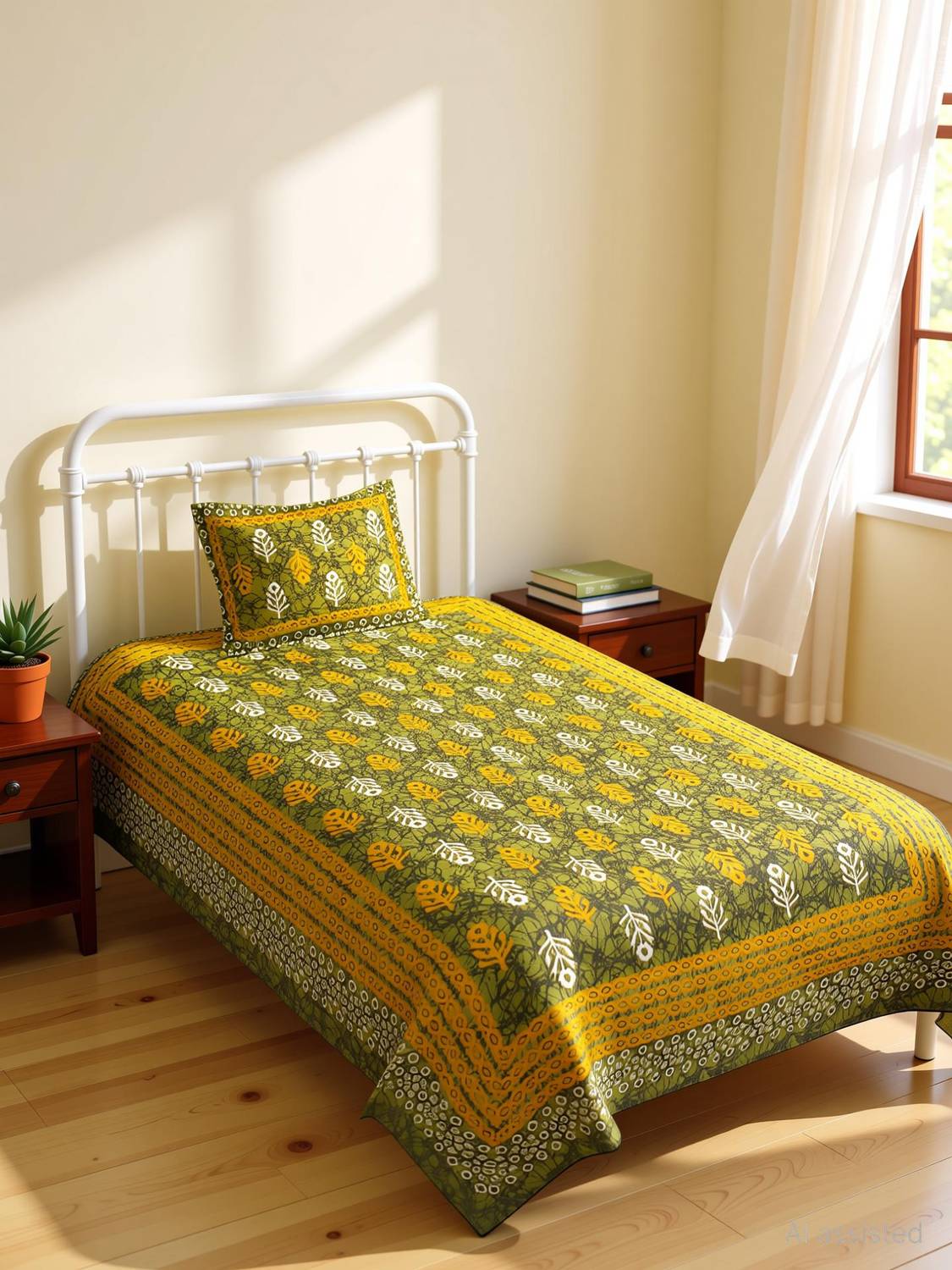 AARAMYA Cotton Single Flat 240 TC Printed 1 Bedsheet