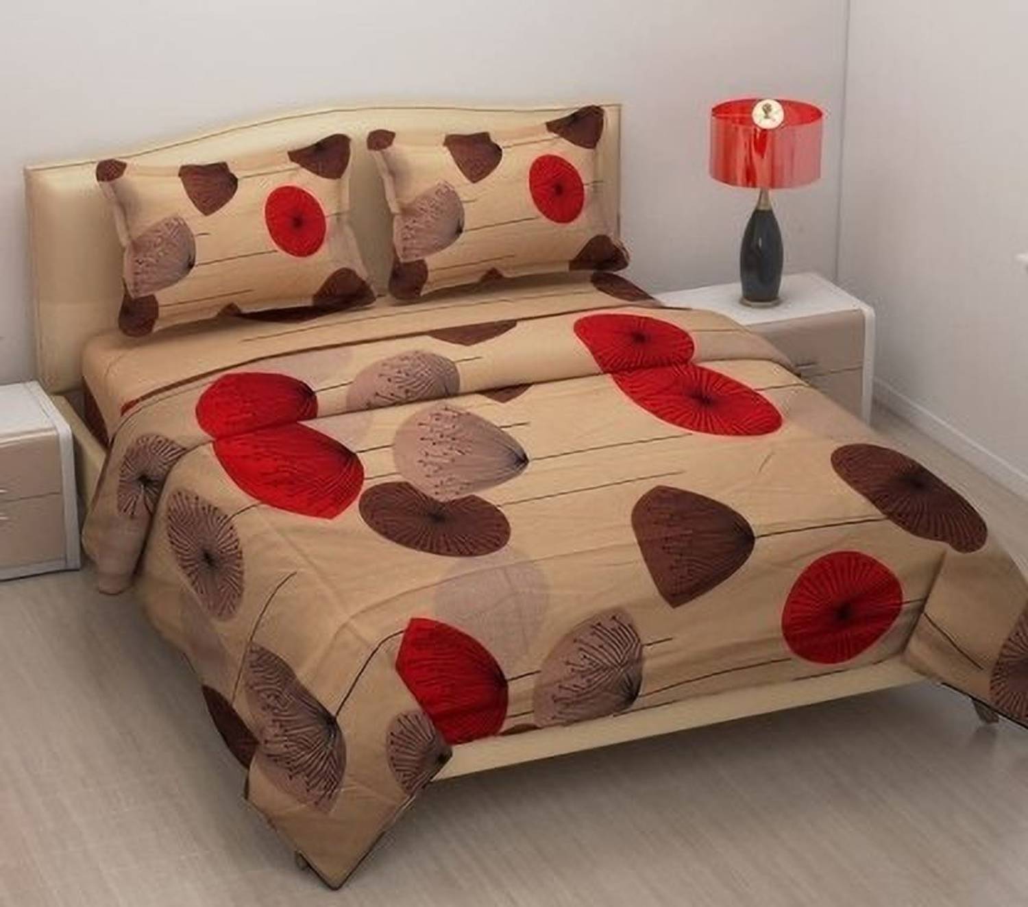 LUZDECOR Cotton King Flat 210 TC Floral 1 Bedsheet with 2 Pillow Covers