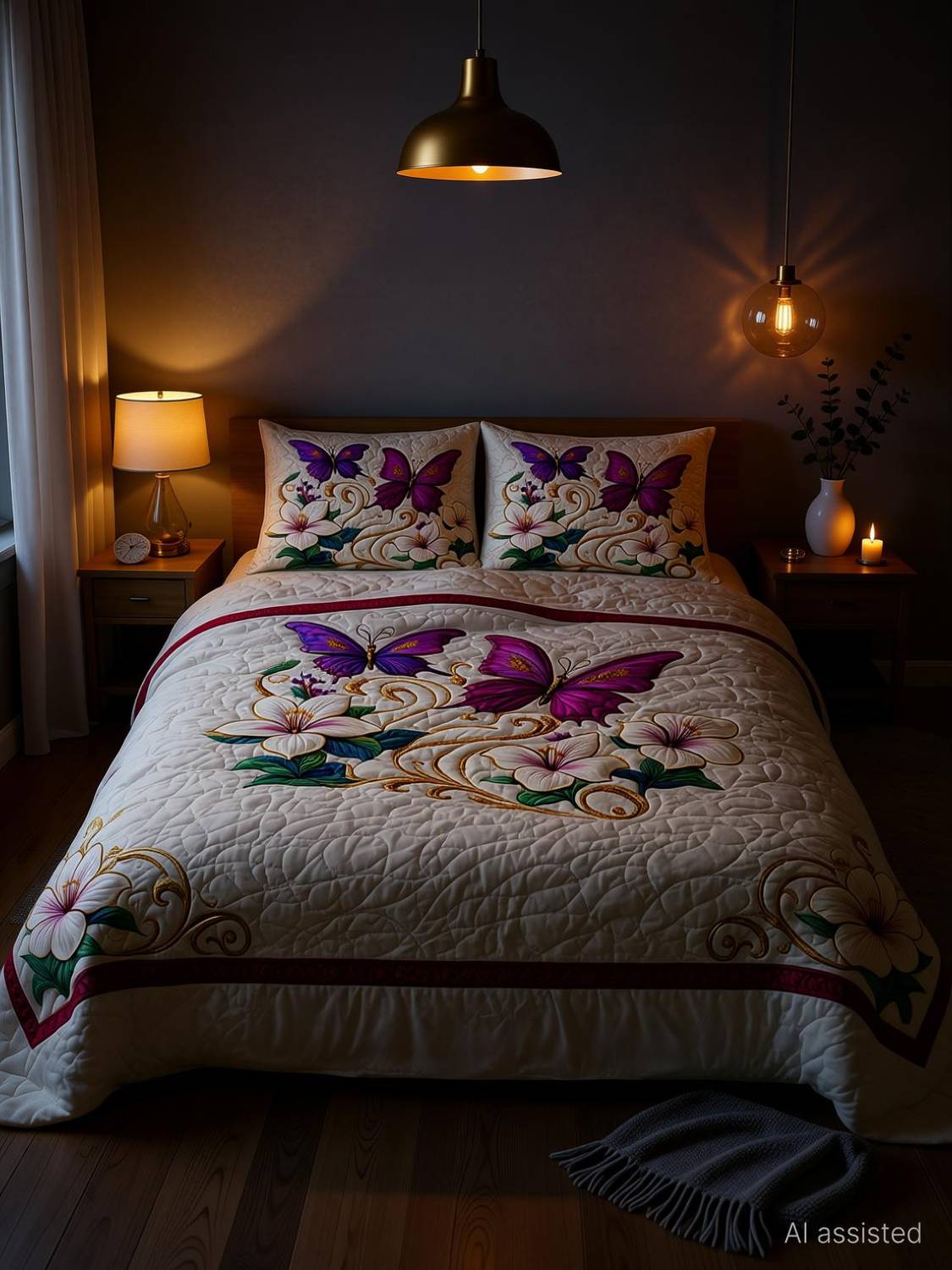 Butterthread Cotton Blend Double Flat 250 TC Printed 1 Summer Bedsheet with 2 Pillow Covers