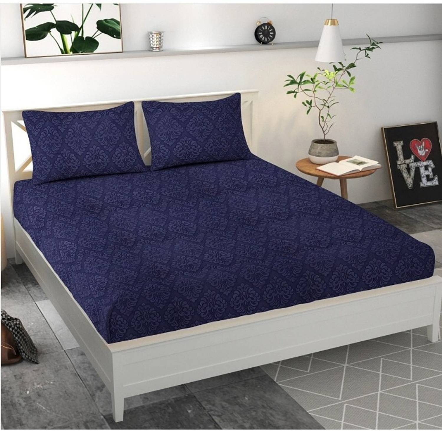 BROMWICK Microfiber Double Flat 180 TC Printed 1 Bedsheet with 2