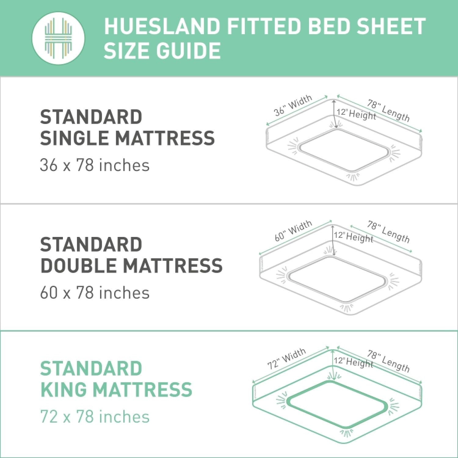 Image of Huesland Cotton King Fitted (Elastic) 210 TC Geometric 1 Bedsheet with 2 Pillow Covers