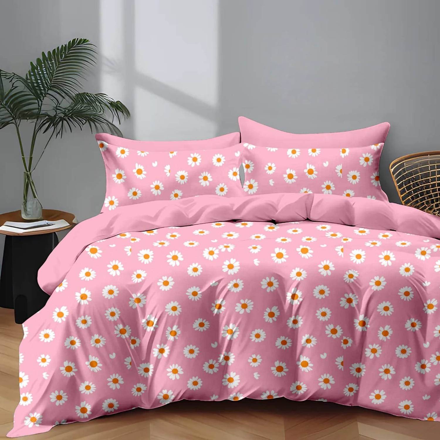 ABC Cotton Blend Double Flat 120 TC Floral 1 Summer Bedsheet with