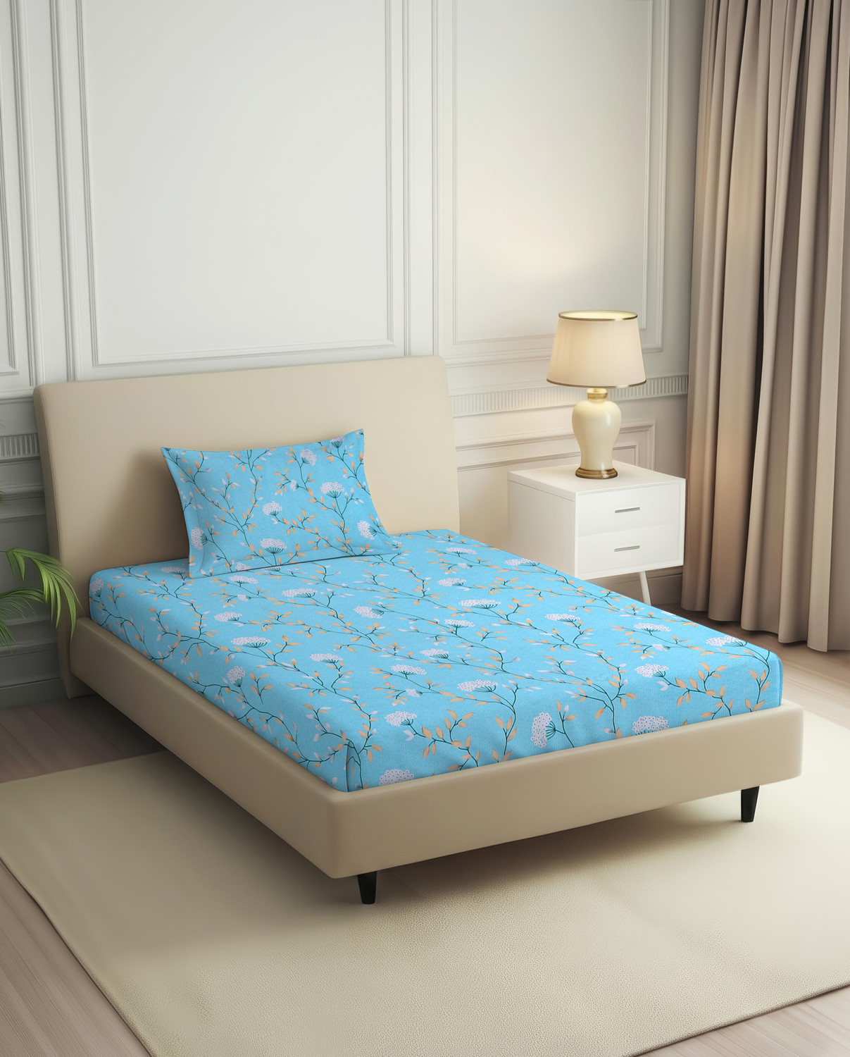 Image of Oroton Cotton Single Flat 300 TC Floral 1 Bedsheet