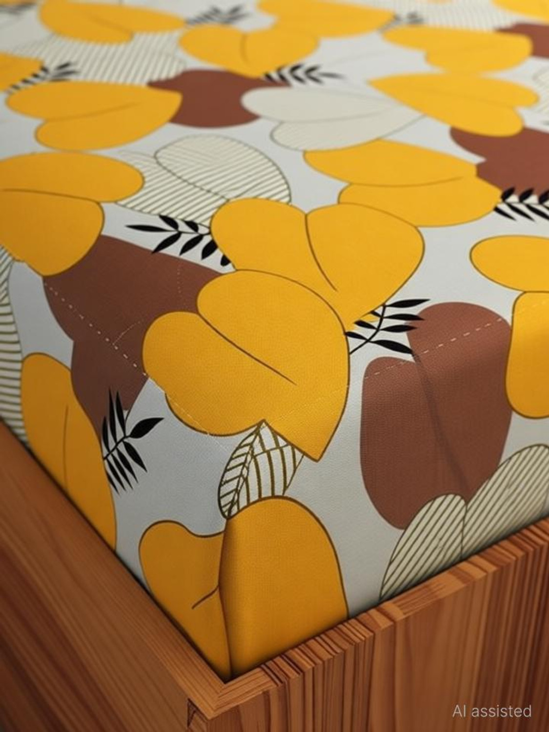Image of Ethe Home Cotton Double Fitted (Elastic) 280 TC Printed 1 Bedsheet with 2 Pillow Covers