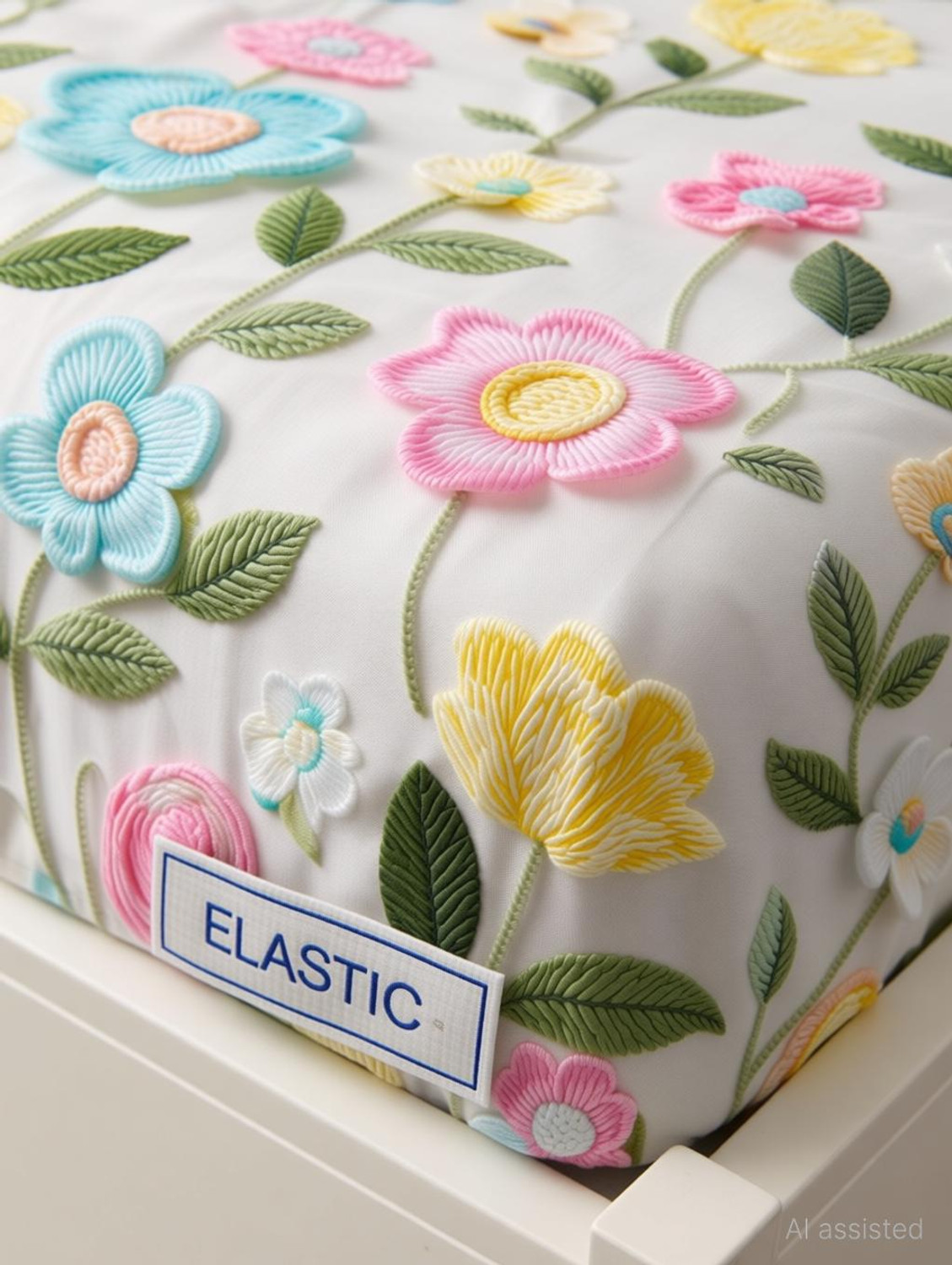 Image of Roxine Cotton King, Queen, Double Fitted (Elastic) 380 TC Self Design 1 Bedsheet with 2 Pillow Covers