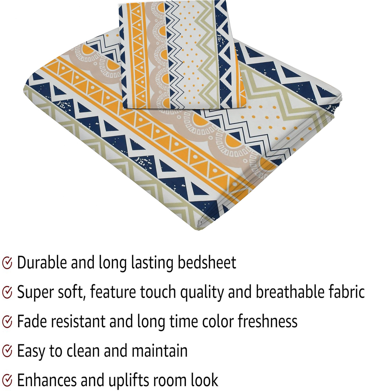 Image of Vishal international Cotton Single Flat 220 TC Striped 1 Bedsheet with 2 Pillow Covers