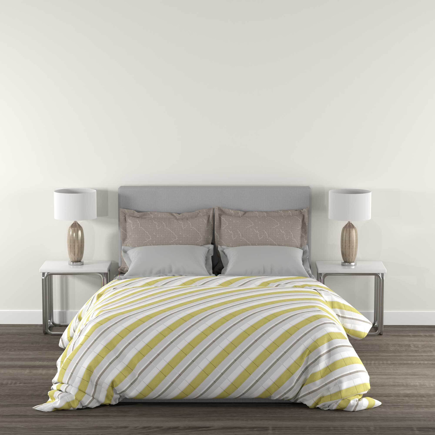 Image of MYTRIDENT Cotton Queen Flat 144 TC Geometric 1 Bedsheet with 2 Pillow Covers