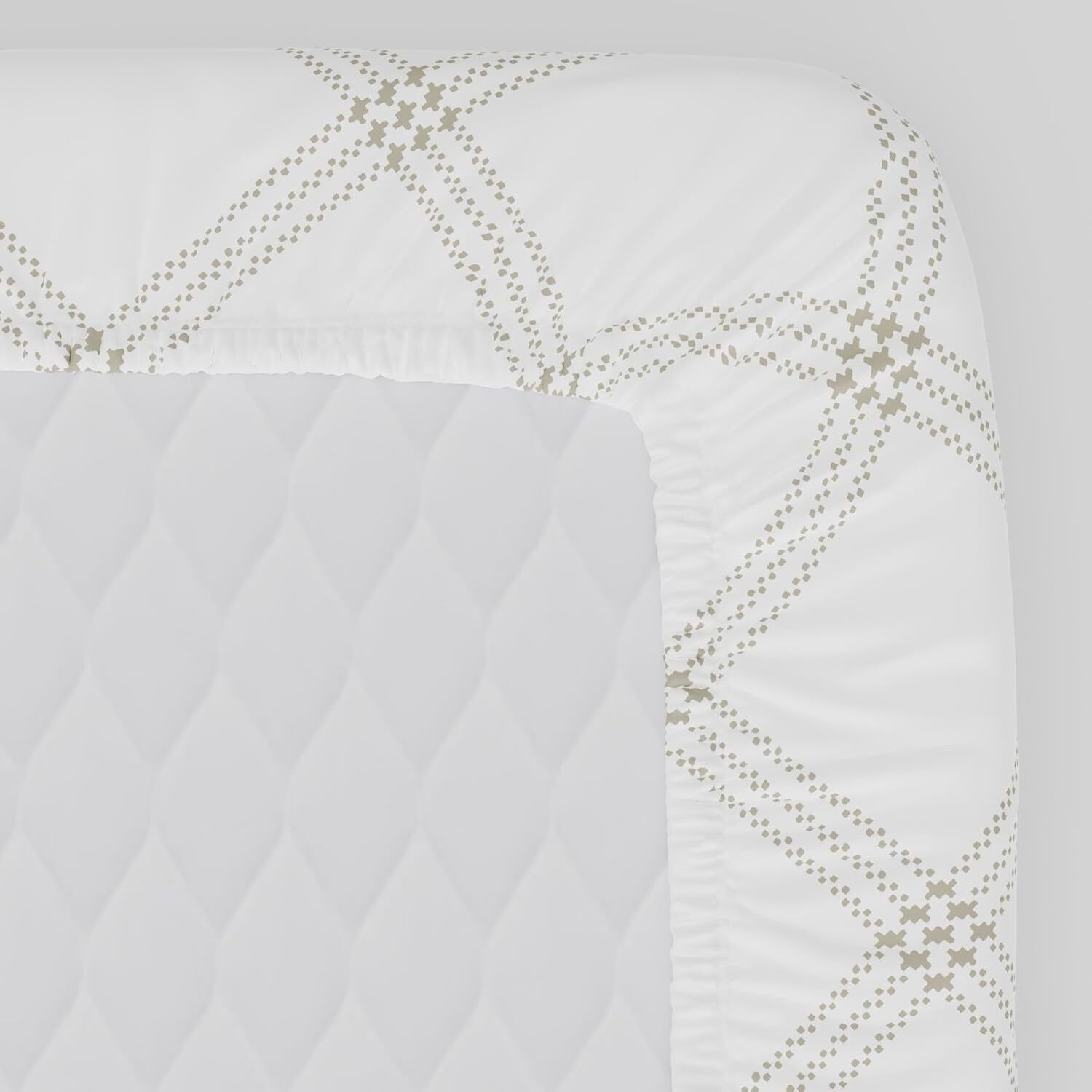 Image of Huesland Cotton Single Fitted (Elastic) 210 TC Geometric 1 Bedsheet with 2 Pillow Covers