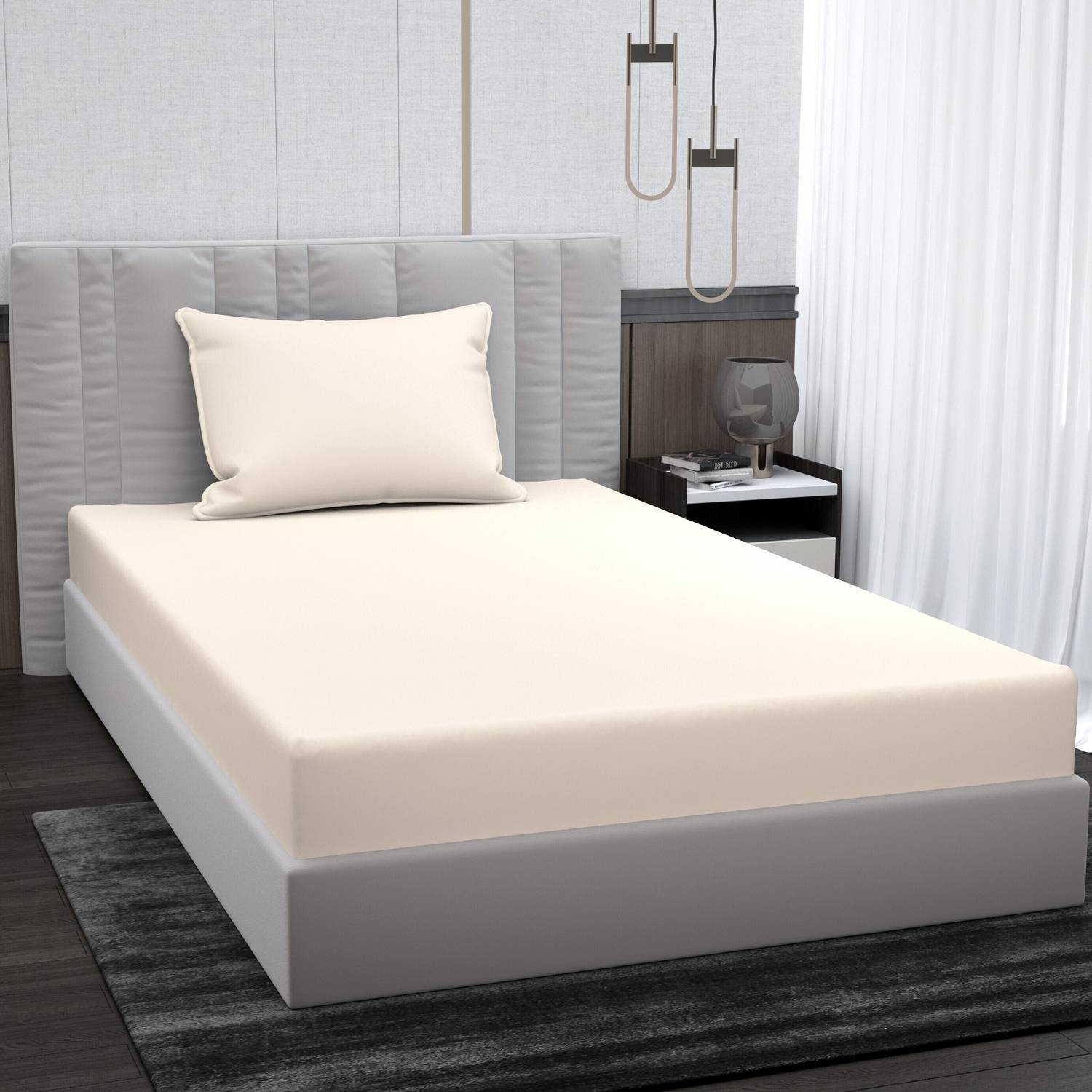 BROMWICK Microfiber Single Flat 220 TC Solid 1 Bedsheet with 2 Pillow Covers