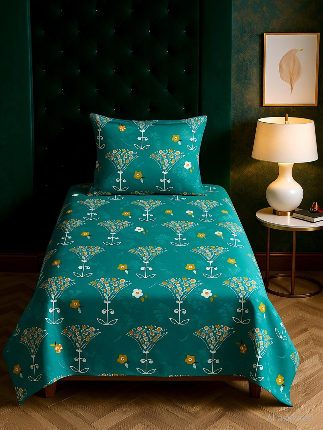 Image of ELEGANT WEAVERS Microfiber Single Flat 144 TC Printed 1 Summer Bedsheet