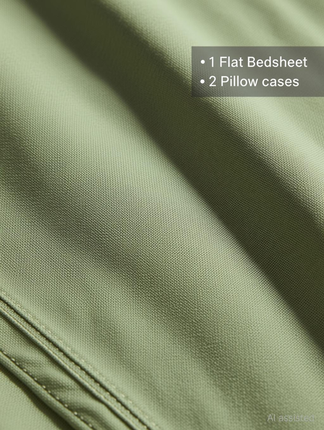 Image of Decent Home Linen Cotton Double Flat 350 TC Solid 1 Summer Bedsheet with 2 Pillow Covers