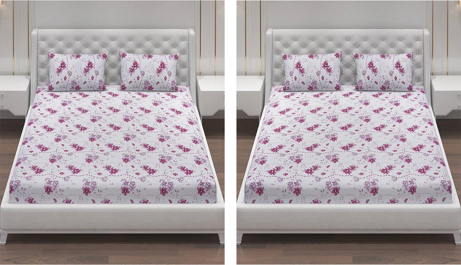 Moca by Monte Carlo Cotton Double Flat 104 TC Printed 2 Bedsheets