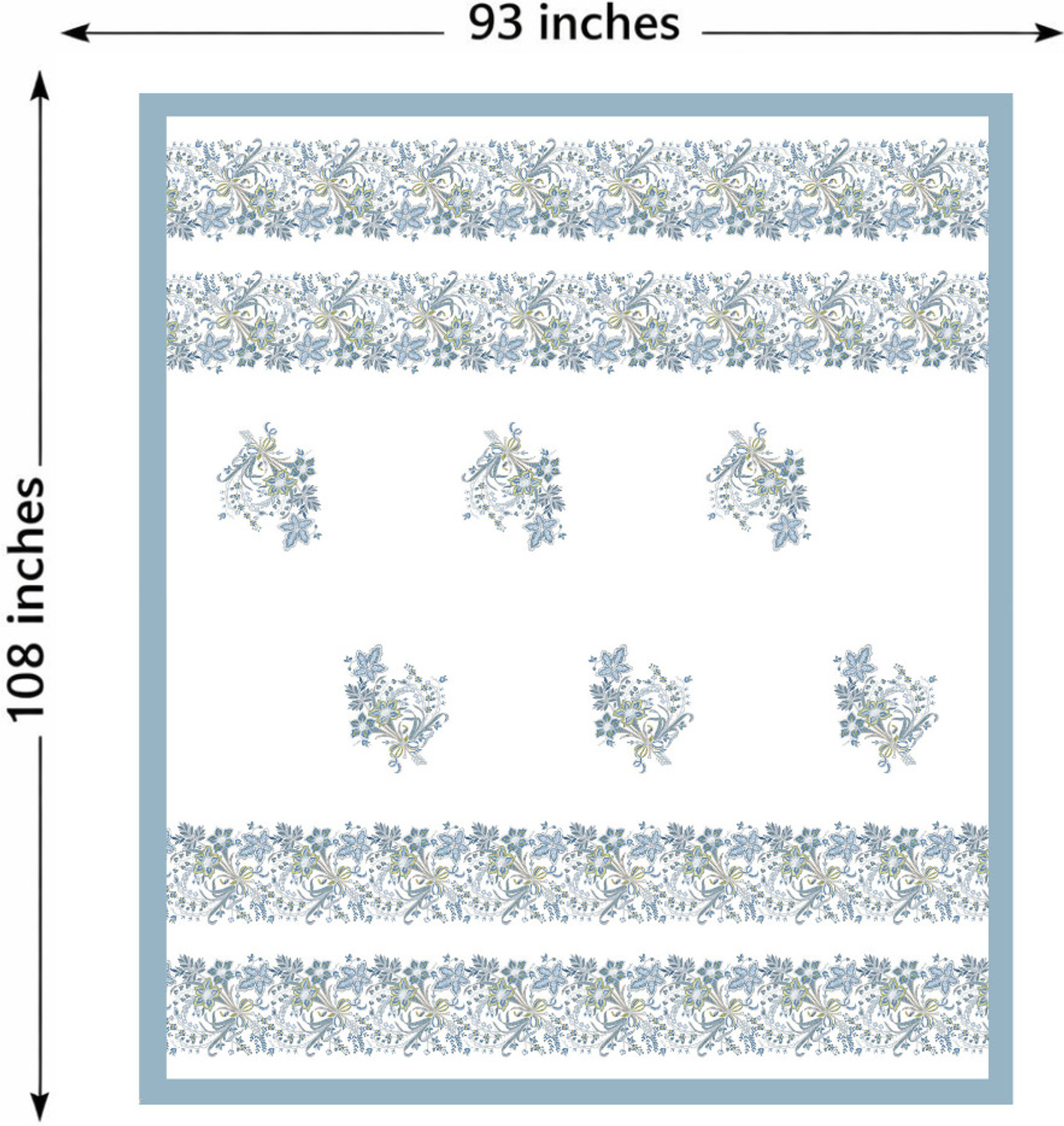 Image of elanorhomes Cotton King Flat 240 TC Floral 1 Summer Bedsheet with 2 Pillow Covers (Blue Serenity)