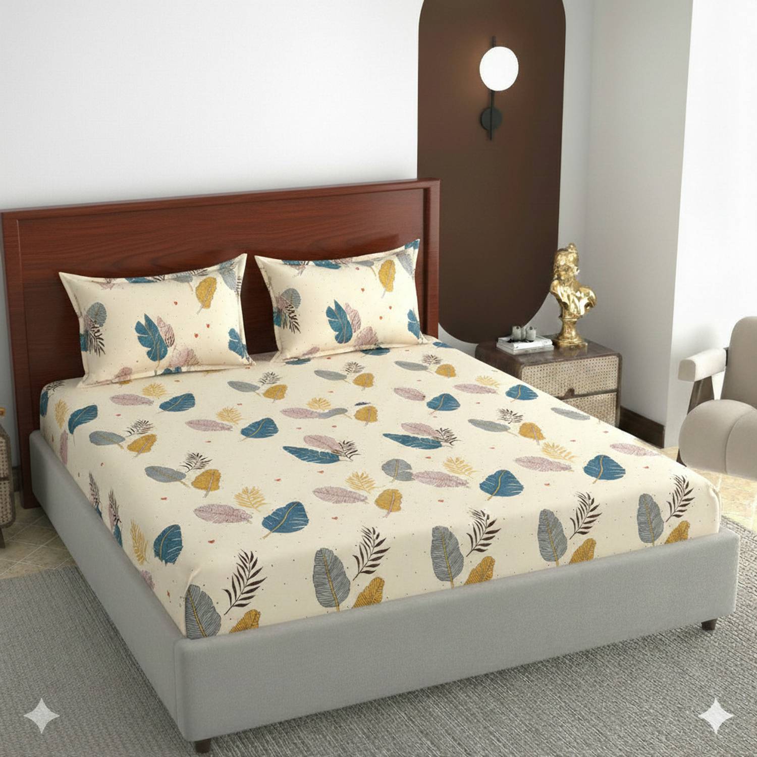 BLUEDOT Cotton Double Flat 210 TC Printed 1 Bedsheet