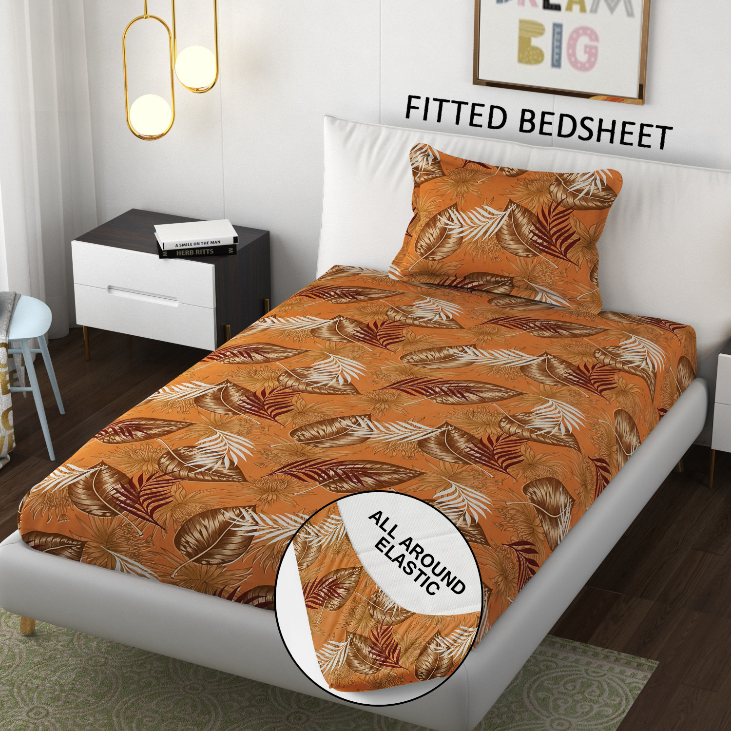 Image of SCHp Cotton Single Fitted (Elastic) 320 TC Printed 1 Bedsheet