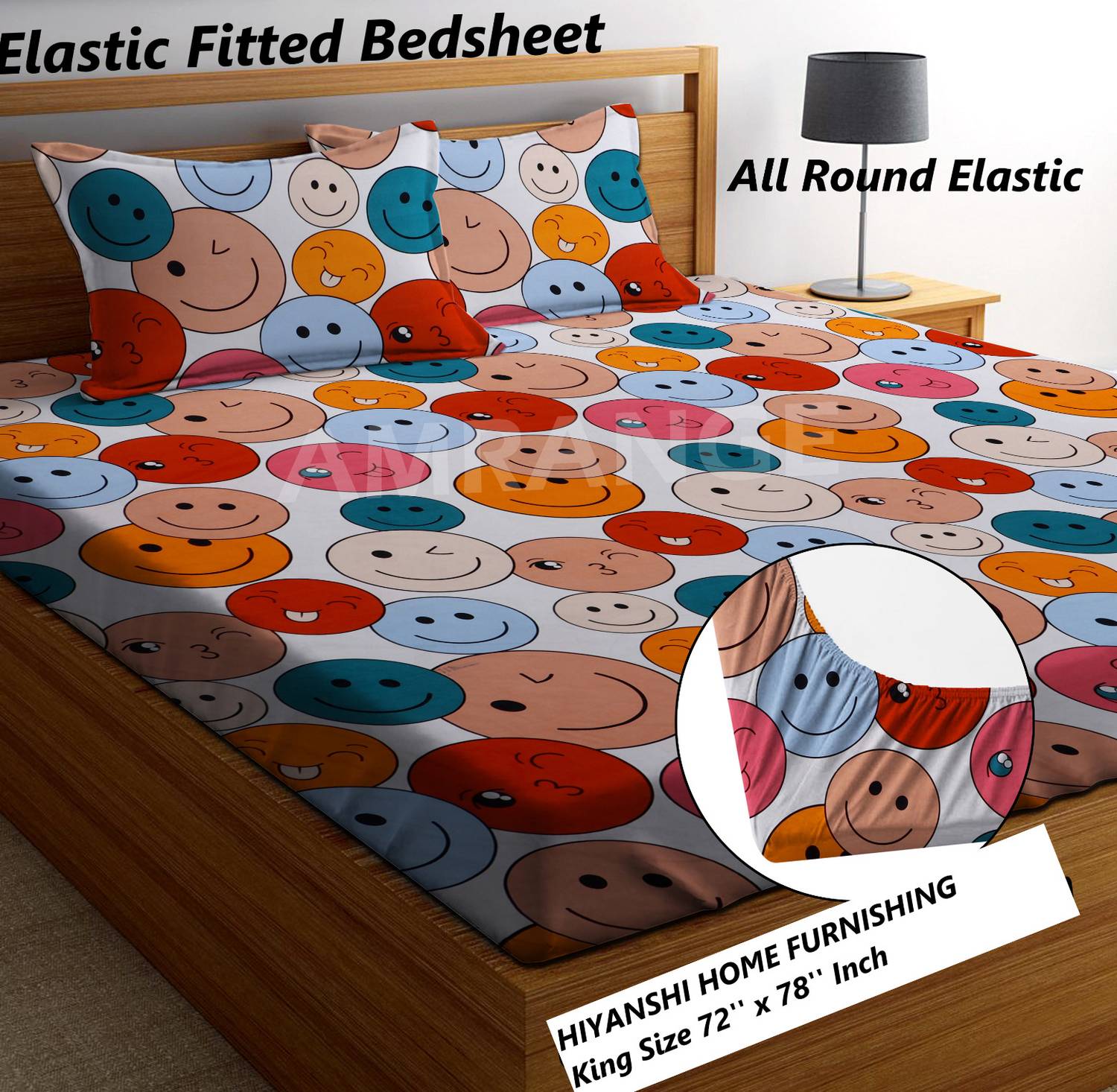 HIYANSHI HOME FURNISHING Polycotton King Fitted (Elastic) 200 TC