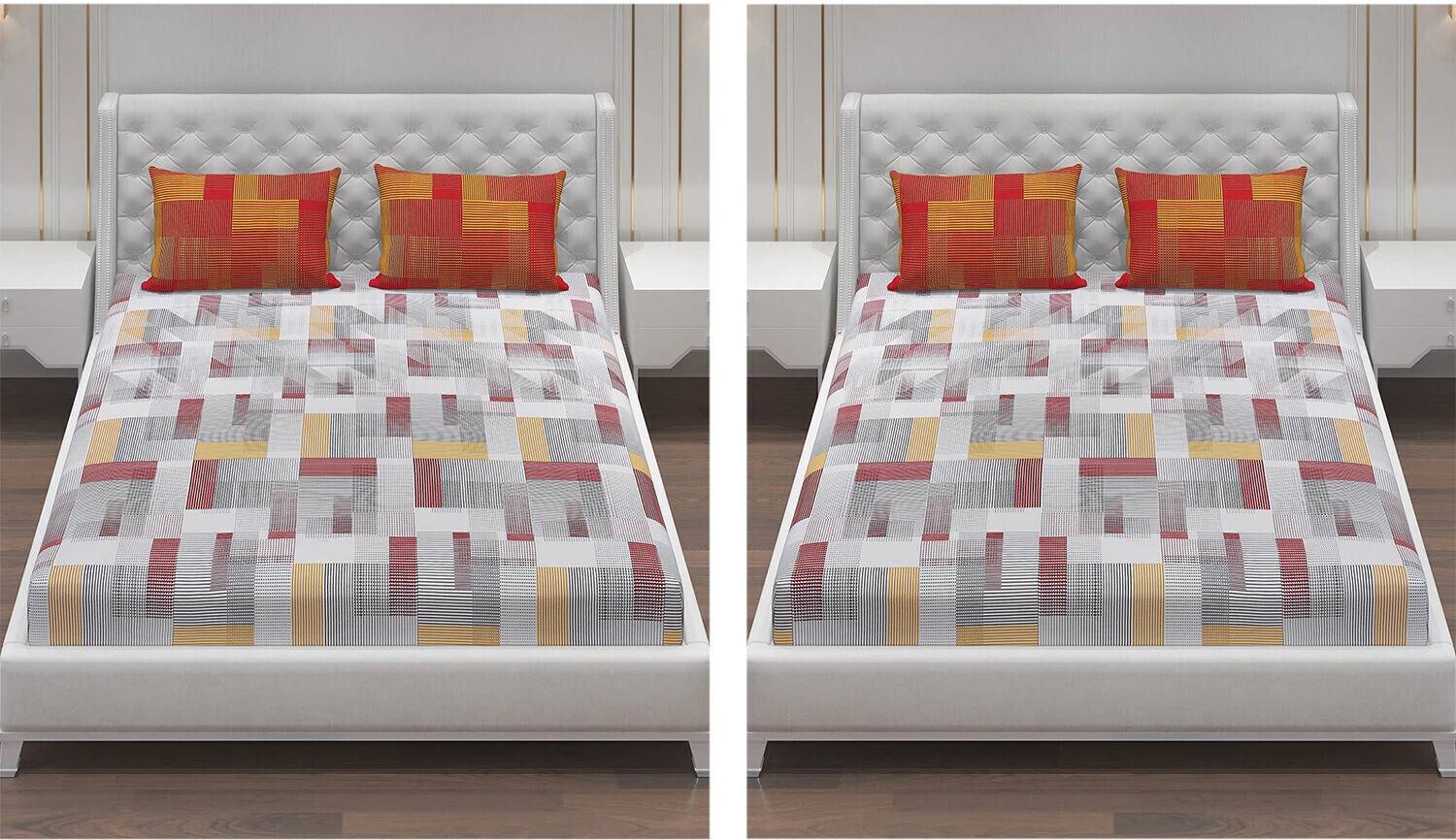 Moca by Monte Carlo Cotton Double Flat 104 TC Printed 2 Bedsheets