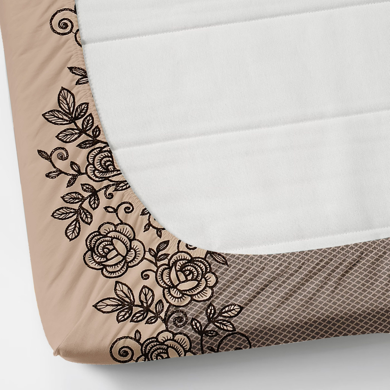 Image of YKNIP Cotton Double, King Fitted (Elastic) 260 TC Floral 1 Bedsheet with 2 Pillow Covers (Soft King Double Fitted Bedsheet 78x72 In with 2 Pillow Covers 18x28 In (48-B))