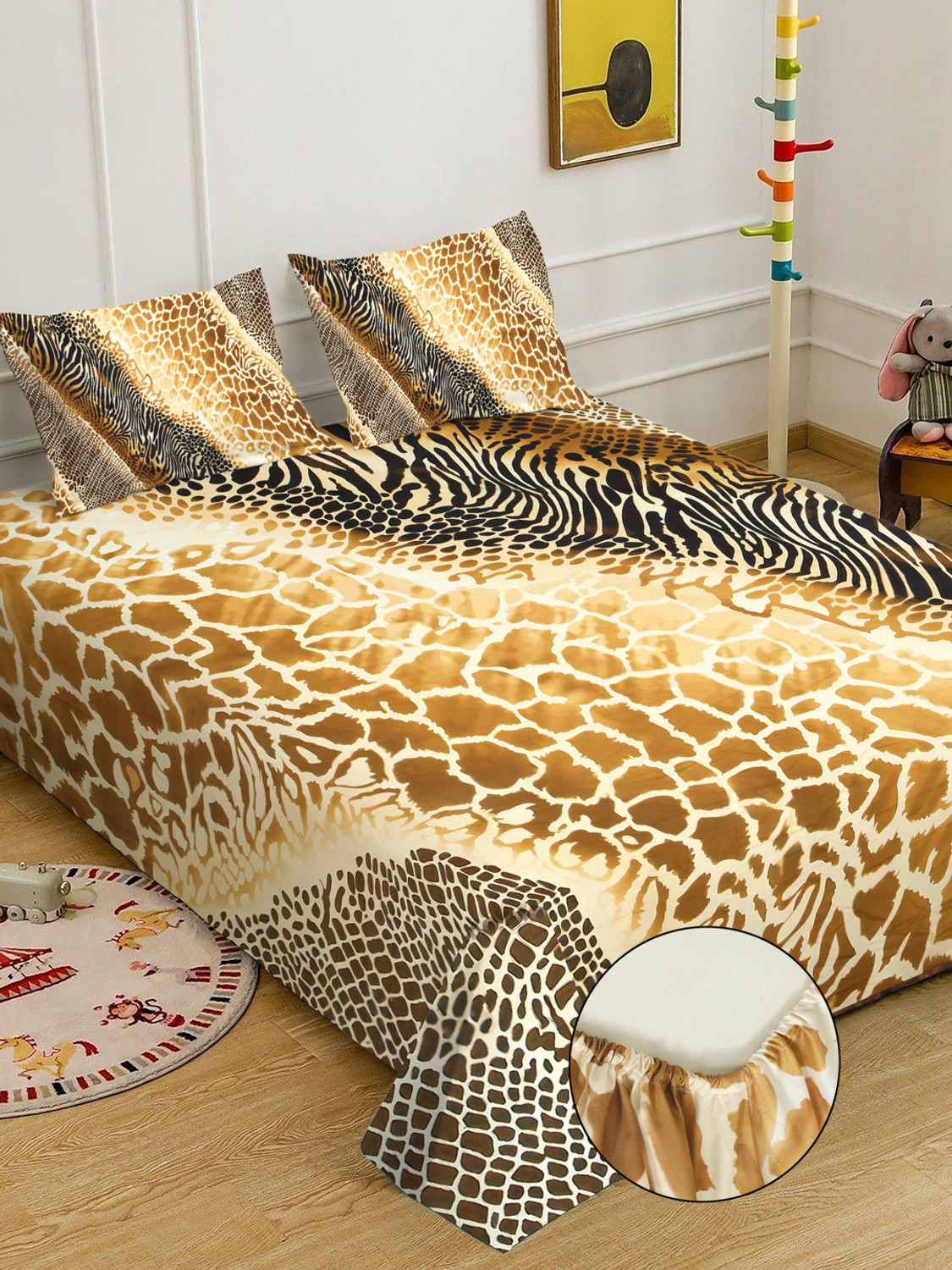 Image of Klotthe Cotton Blend King Fitted (Elastic) 400 TC Floral 1 Bedsheet