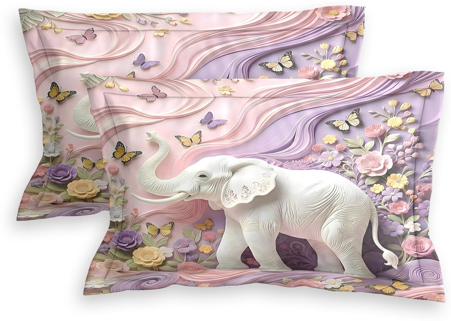 Image of IWS Cotton King Flat 210 TC 7D Digital 1 Bedsheet (Multicolor, White, Pink)