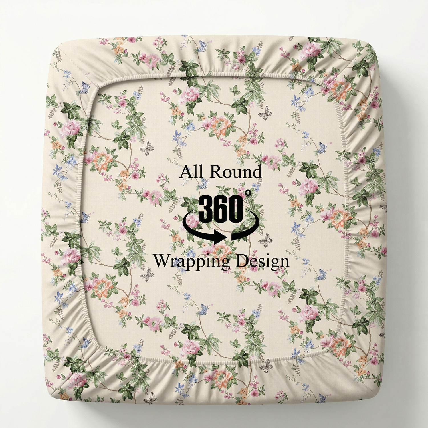 Image of SANMARINO Cotton Super King Fitted (Elastic) 220 TC Printed 1 Bedsheet with 2 Pillow Covers