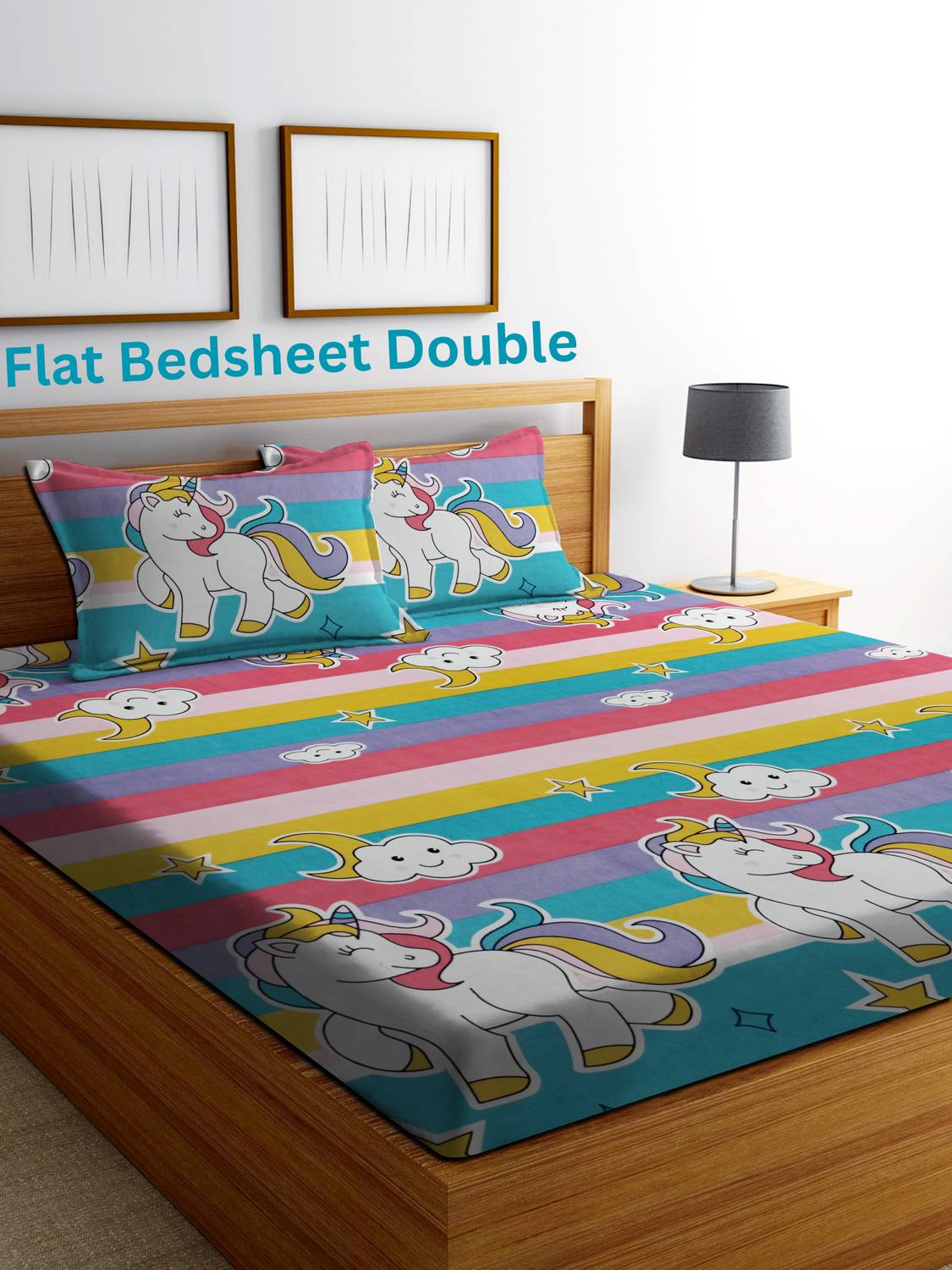 M.S. Trading Co. Cotton Double Flat 144 TC Printed 1 Bedsheet wit