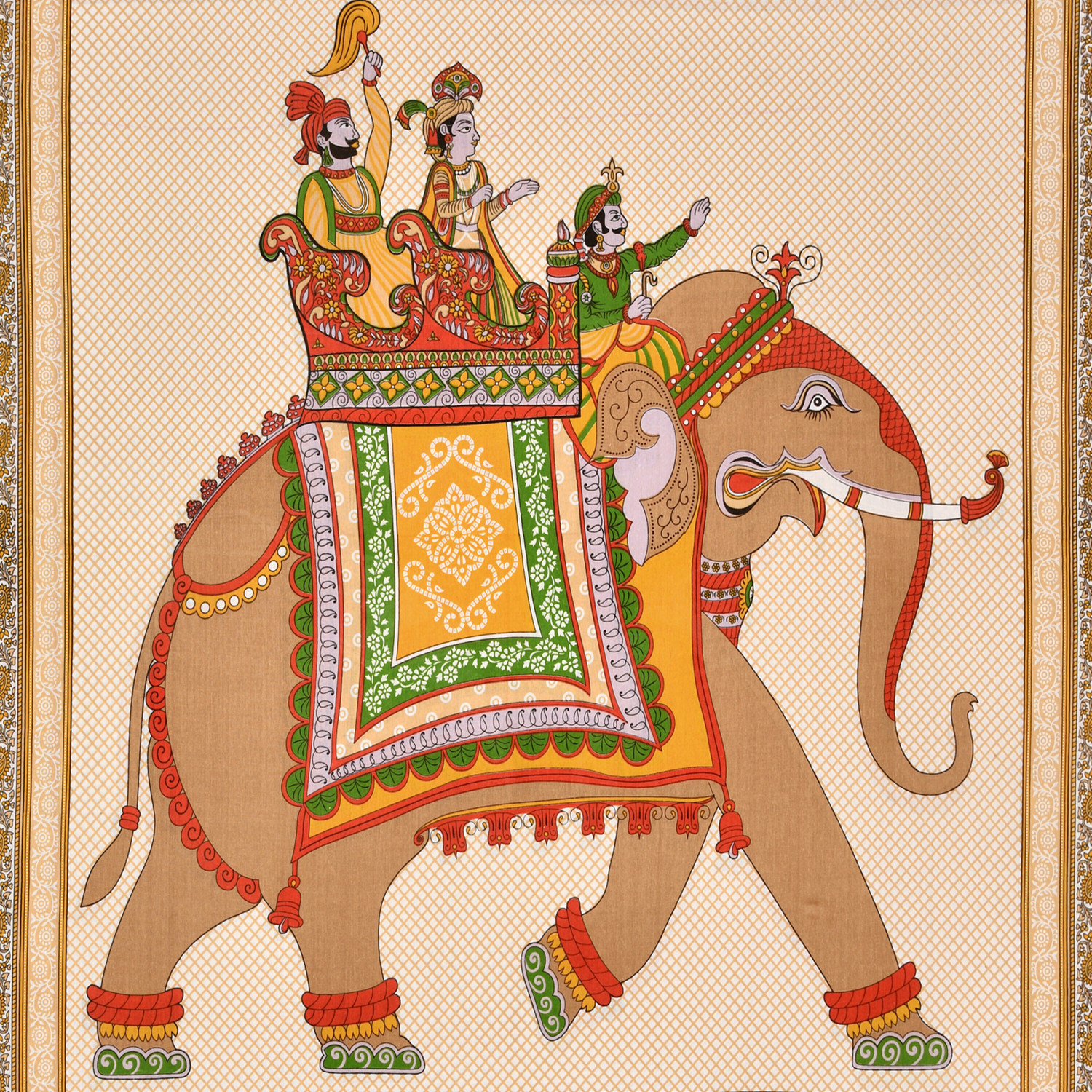 Image of Mandakini Cotton Single Flat 140 TC Jaipuri Prints 1 Bedsheet with 2 Pillow Covers