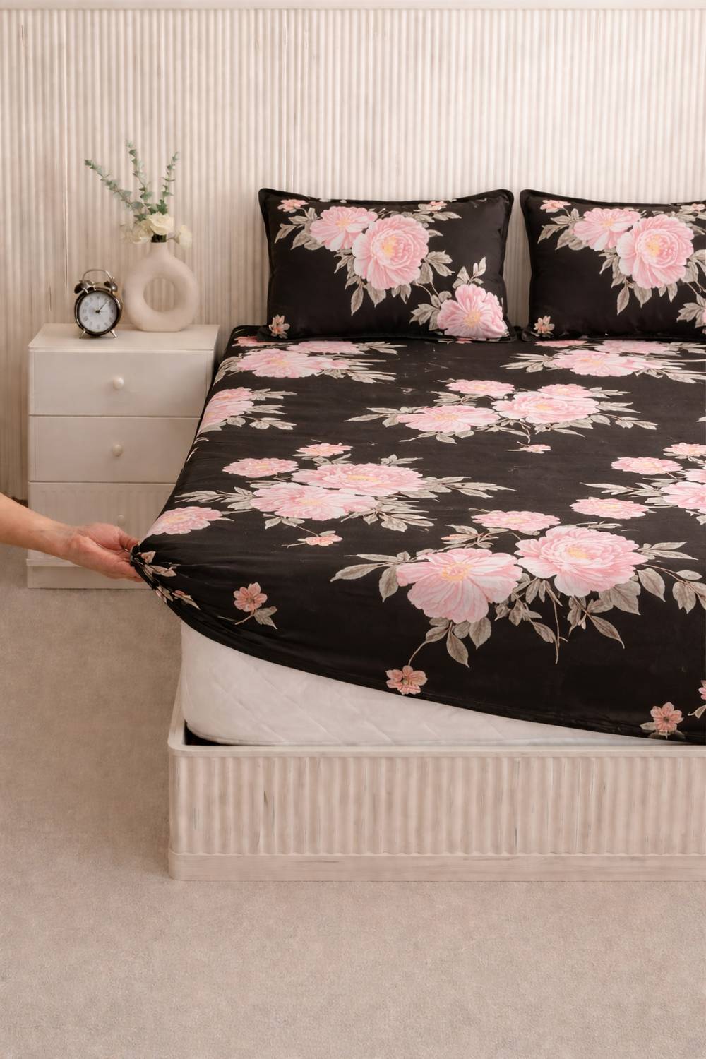 Ethe Home Cotton Double Fitted (Elastic) 320 TC Printed 1 Bedshee