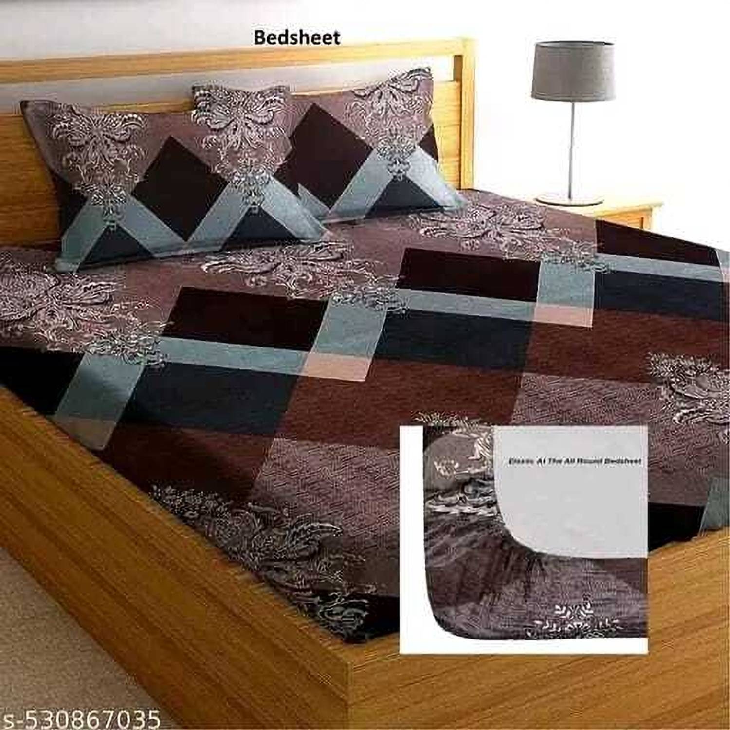 Bedsheat hub Cotton Double Fitted (Elastic) 320 TC Floral 1 Bedsheet