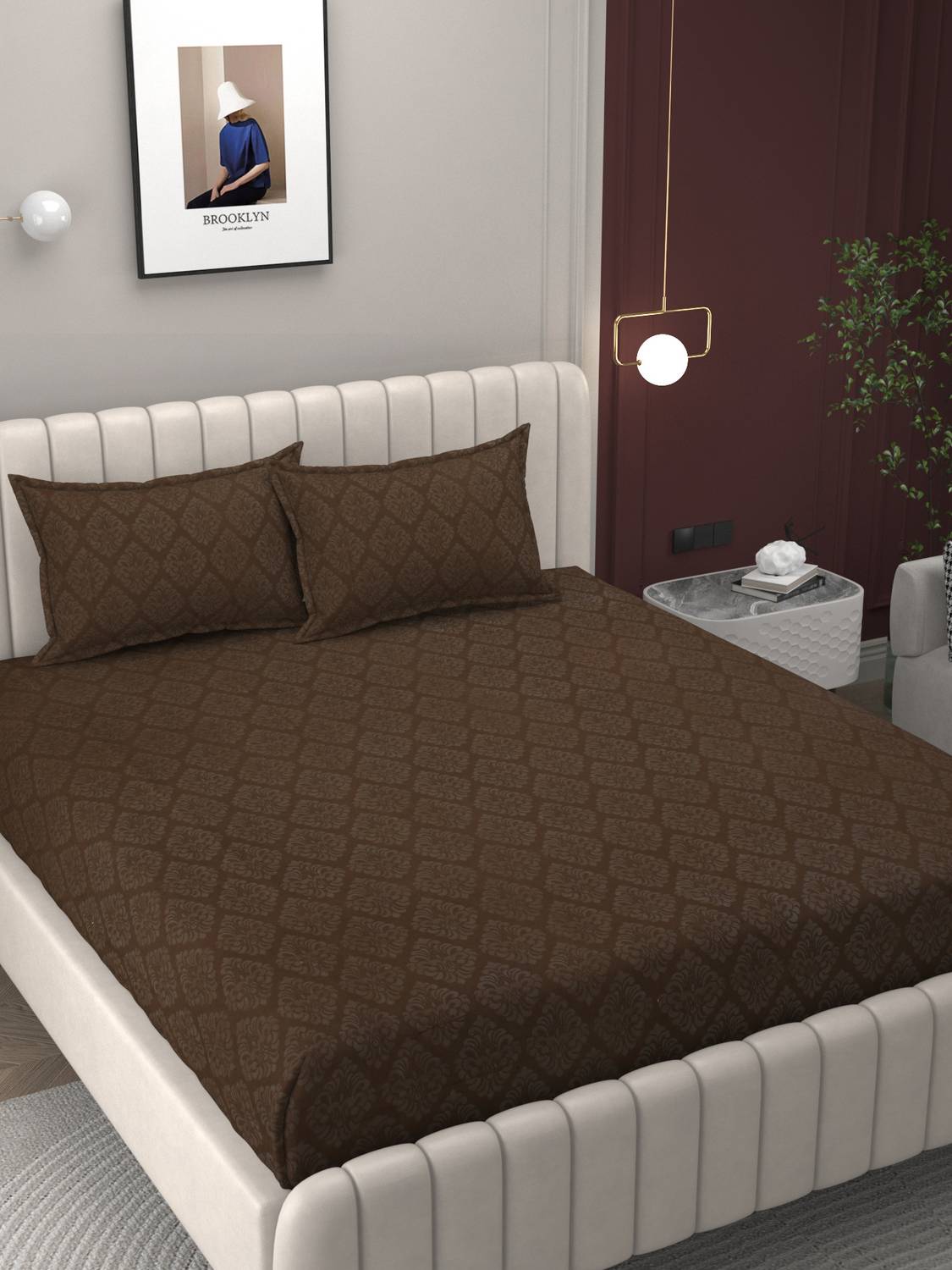 BROMWICK Microfiber Double Flat 180 TC Printed 1 Bedsheet with 2